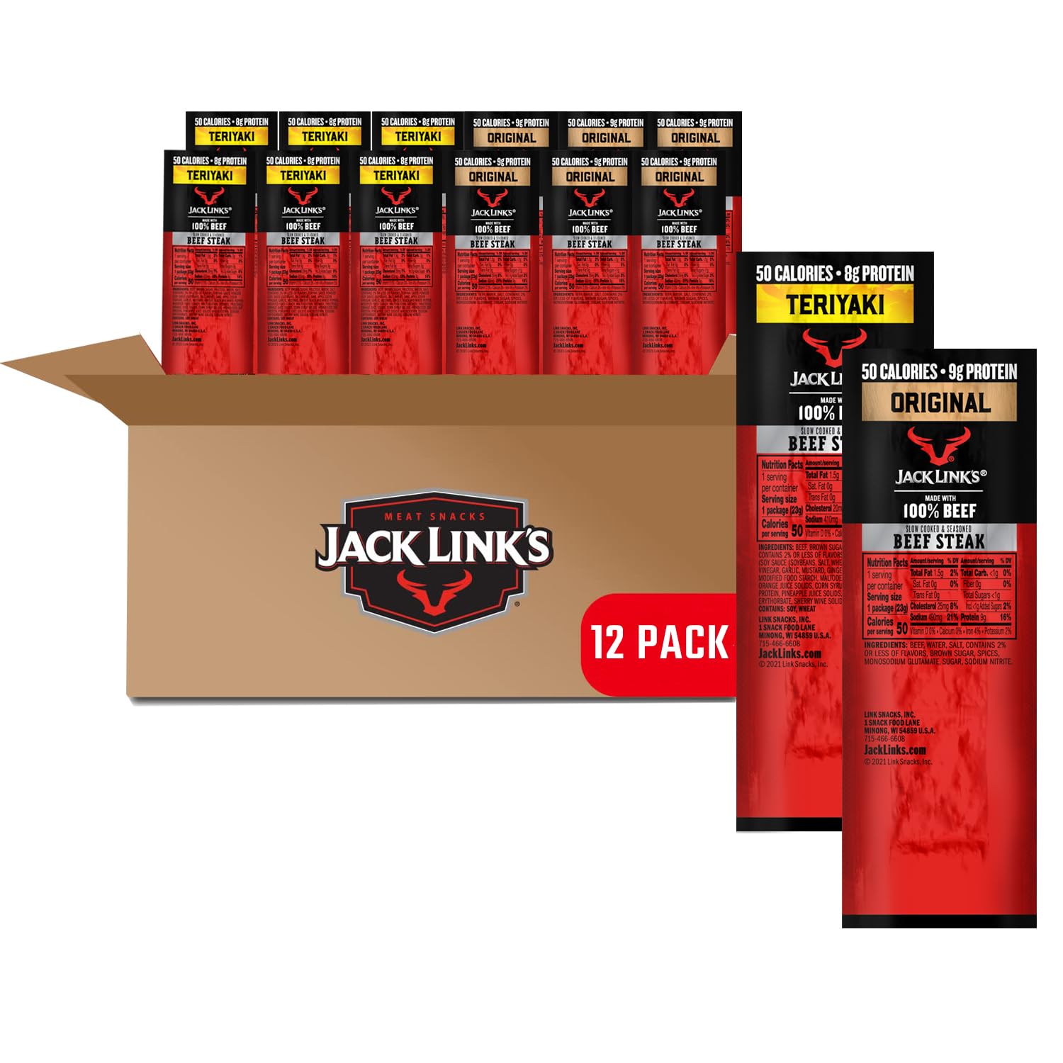 Amazon.com: Jack Link's Premium Cuts Beef Steak, Original and Teriyaki ...