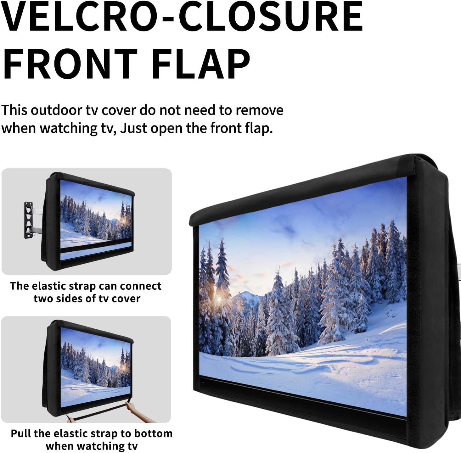 Outdoor Cover for 55 to 58 Inch TV With Openable Front Flap for Watching, Convenient Use Without Remove, Durable With Free Cleaning Cloth