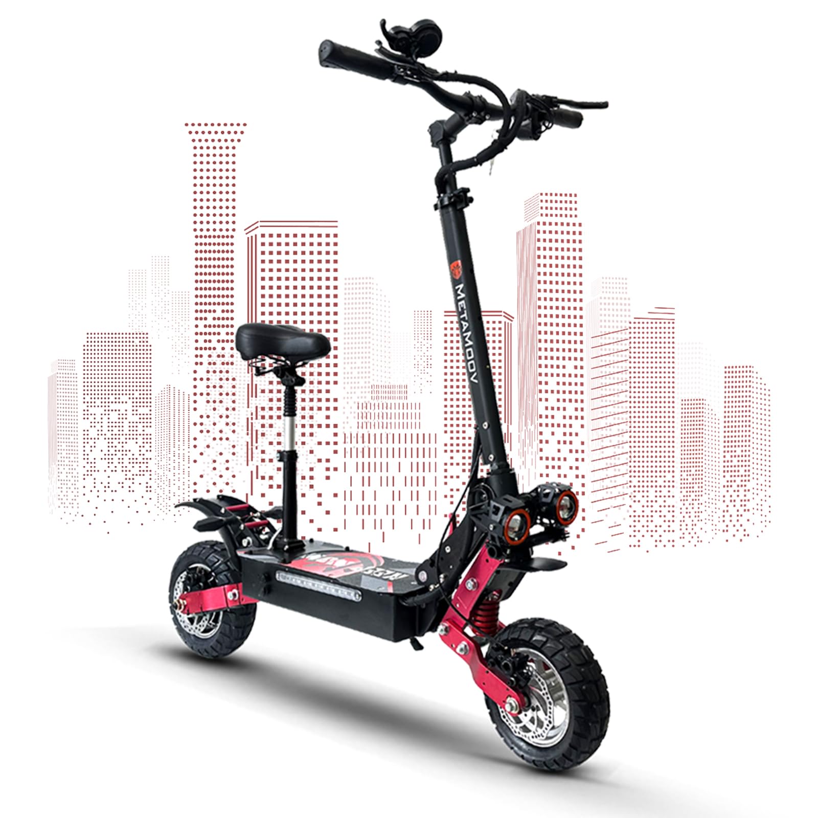 1200W Adults Electric Scooter Up to 35/39 MPH, 52V Battery 50 Miles Long Range, Dual Suspension and Hydraulic Disc Brakes, 10" Off Road Fat Tires Fast E Scooter for Adults with Seat