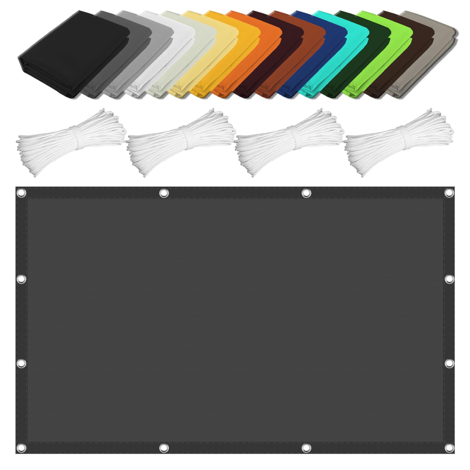 Voile ombrage anti-UV 2 x 3.5 m : une bâche gris foncé avec œillets hautement protective