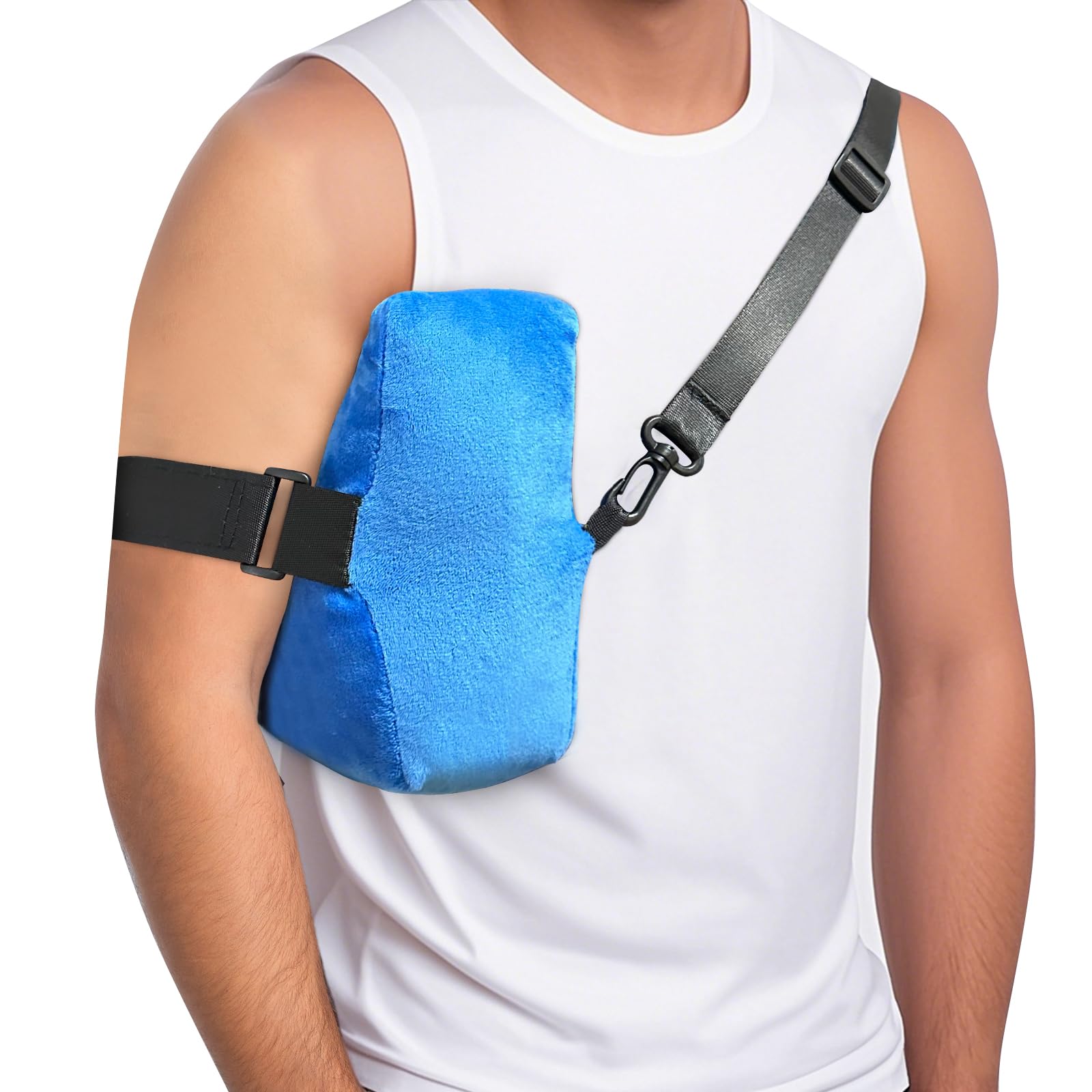 Shoulder Pillow for Side Sleepers With Strap, Shoulder Surgery Pillow for Sleeping, Rotator Cuff Pillow for Shoulder Pain Relief, Arm Pillows After Surgery, Side Sleeper Pillow for Shoulder Pain, Blue