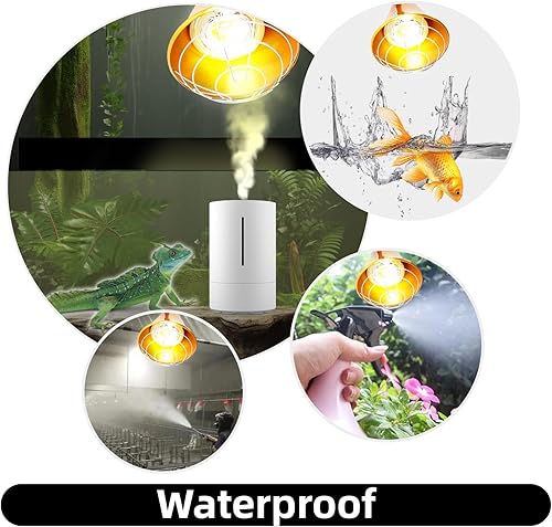 Miniatura 5 de Lámpara de calor para reptiles de 8.5 pulgadas, luz de cúpula profunda MAX 300 W, lámpara de reptil para bombillas de calor, bombillas UVB, luz para