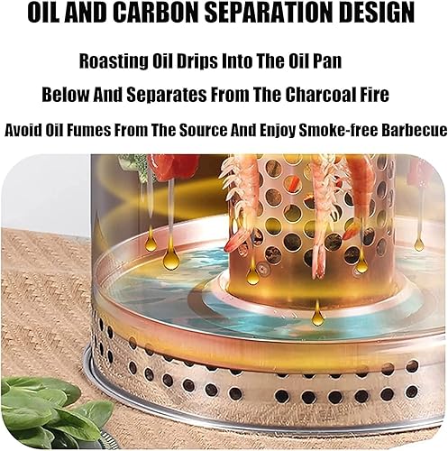Miniatura 3 de Parrilla de barbacoa de barril de carbón ahumador, estufa colgante para barbacoa, parrilla de barbacoa de acero inoxidable con 20 pinchos de kabob,
