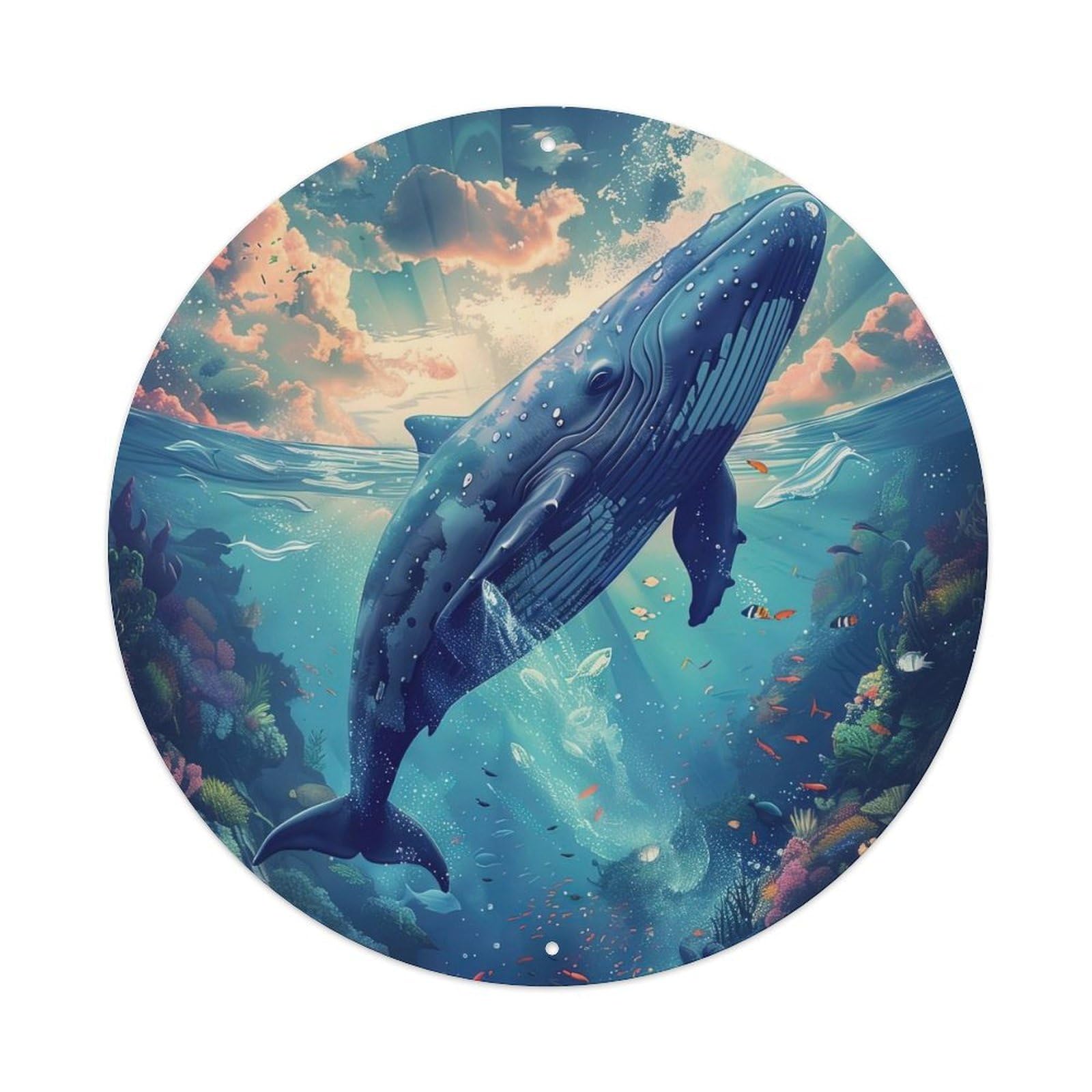 Animal Undersea Whale Dance Metal Tin Sign