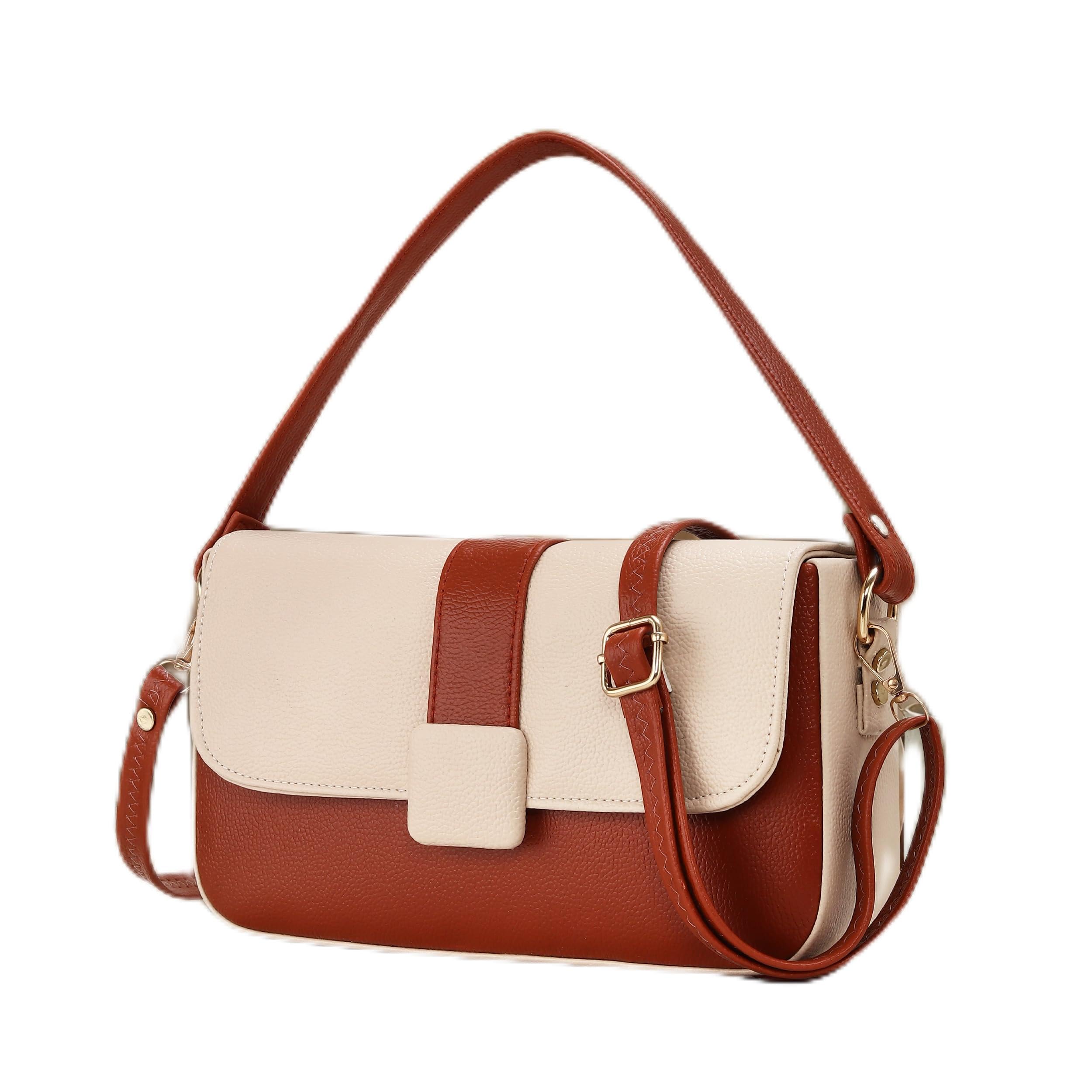 Women’s Sling Bag with Adjustable Strap | PU Leather Shoulder Handbag for Daily Use (Black & Beige)-image-35
