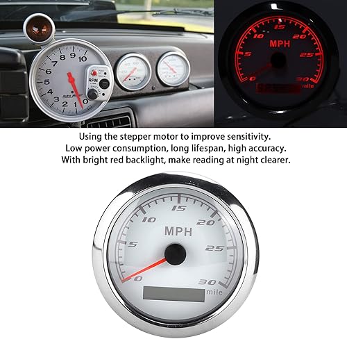 Miniatura 8 de Medidor de velocidad GPS, velocímetro universal de alta sensibilidad a prueba de polvo de 30 MPH para barco, coche, camión (blanco)