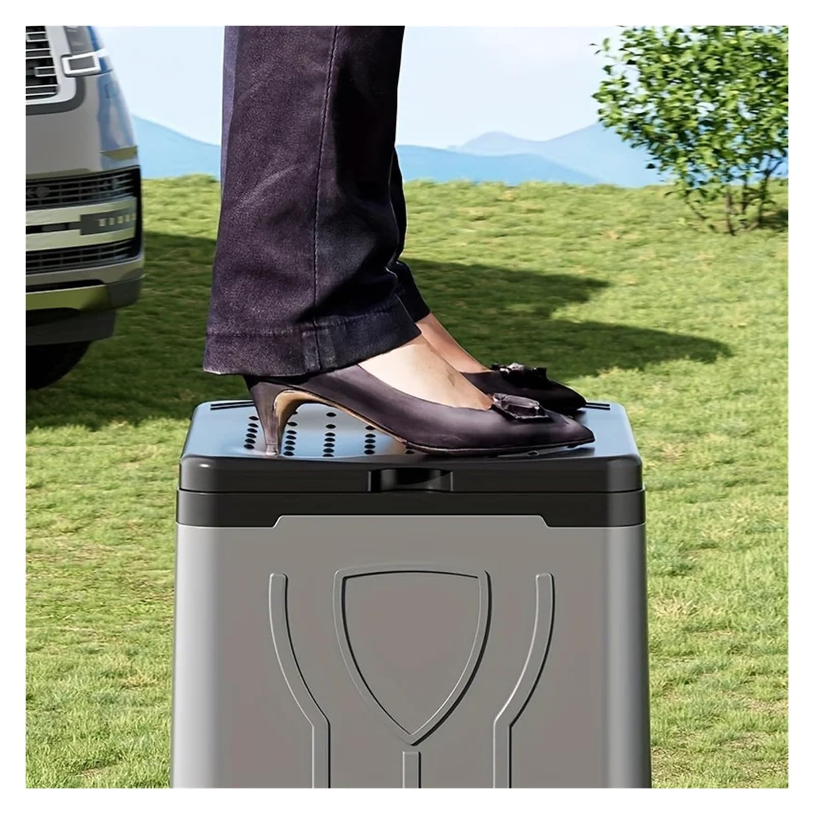 Inodoro Plegable Inodoro portátil Plegable Extragrande con Tapa: Ideal for Acampar, Hacer Senderismo, Viajar y navegar.