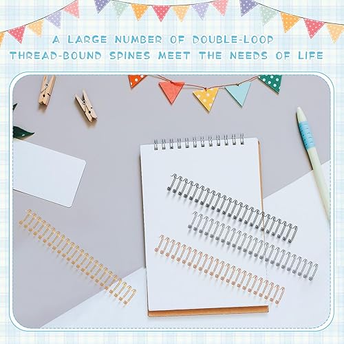 Miniatura 4 de 150 piezas de espinas de encuadernación de alambre de doble bucle a granel para máquina de encuadernación de alambre, peines de encuadernación de