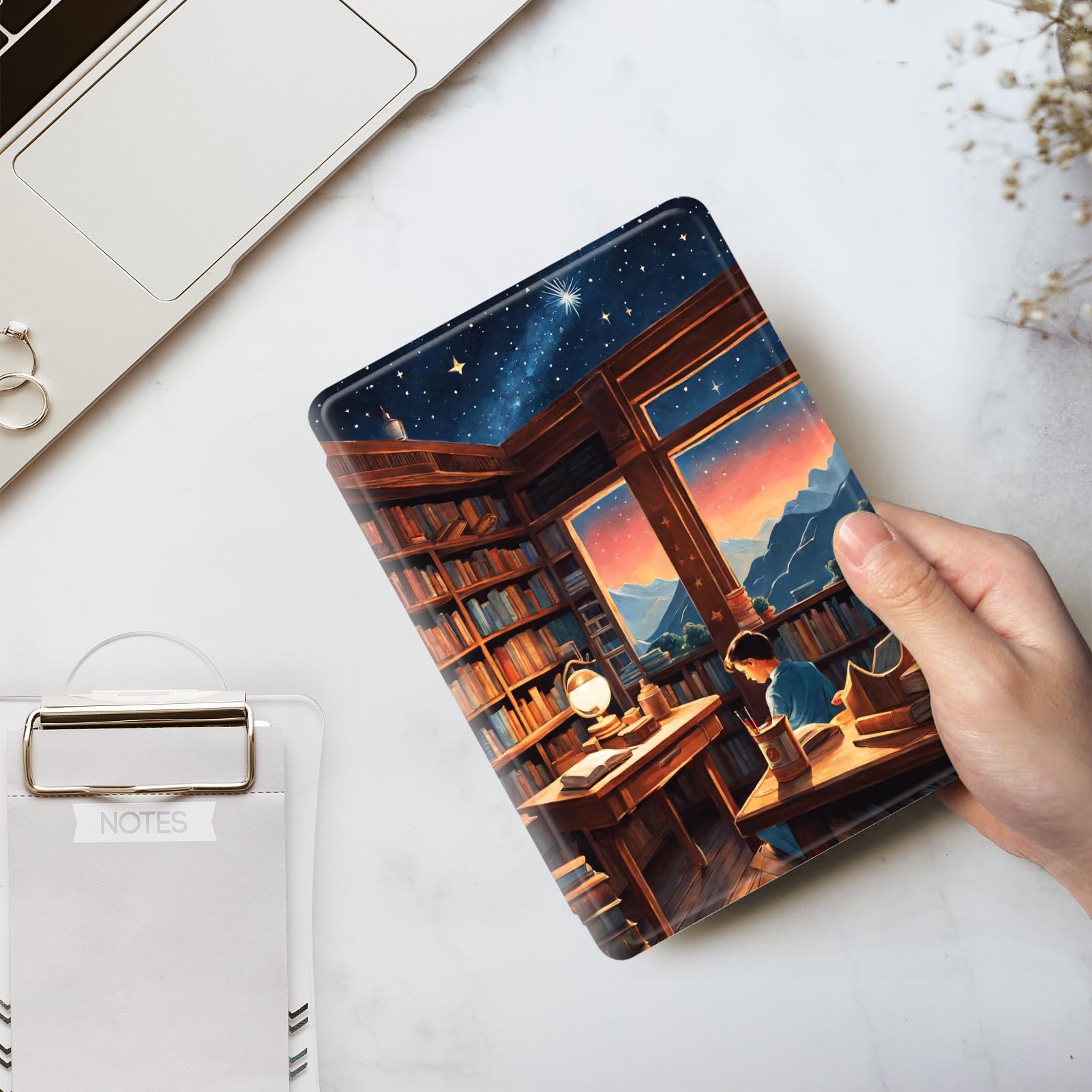 Custodia per Kindle 2022 (11a Gen) Flip Cover Pelle Silicone TPU Morbido Case Magnetico Auto Svegliati/Sonno Copertina Cielo Stellato Libreria Sulla Cima Montagna Modello Kindle 11° Gen 2022 6.0 (5 Custodia per Kindle 2022 (11a Gen) Flip Cover Pelle Silicone TPU Morbido Case Magnetico Auto Svegliati/Sonno Copertina Cielo Stellato Libreria Sulla Cima Montagna Modello Kindle 11° Gen 2022 6.0 (5