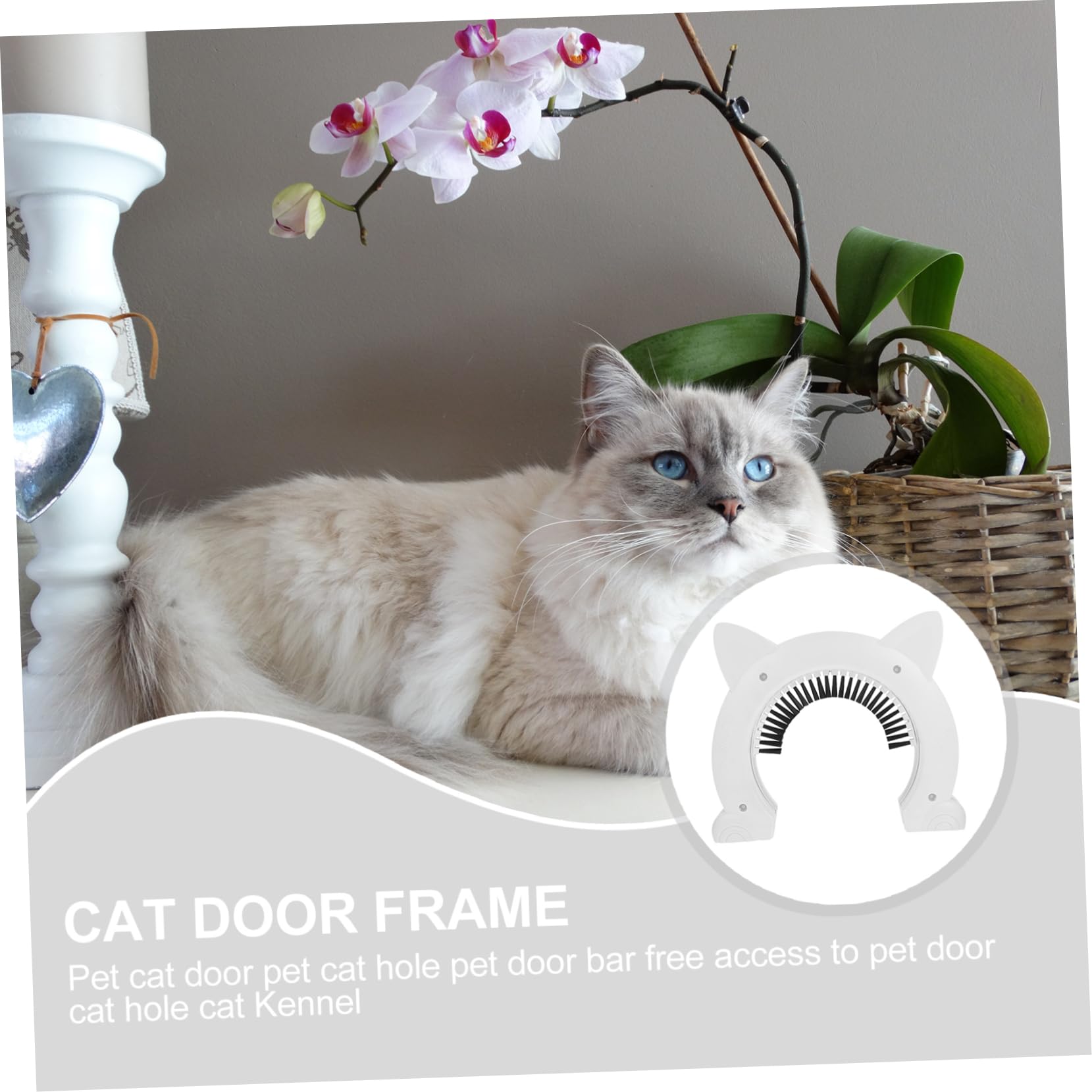 VICASKY Porte pour Chat Intérieure en Plastique ABS Brosse Intégrée, Accès Pratique pour Animaux Domestiques, Cadre Blanc, 1 Set pour Chien et Chat