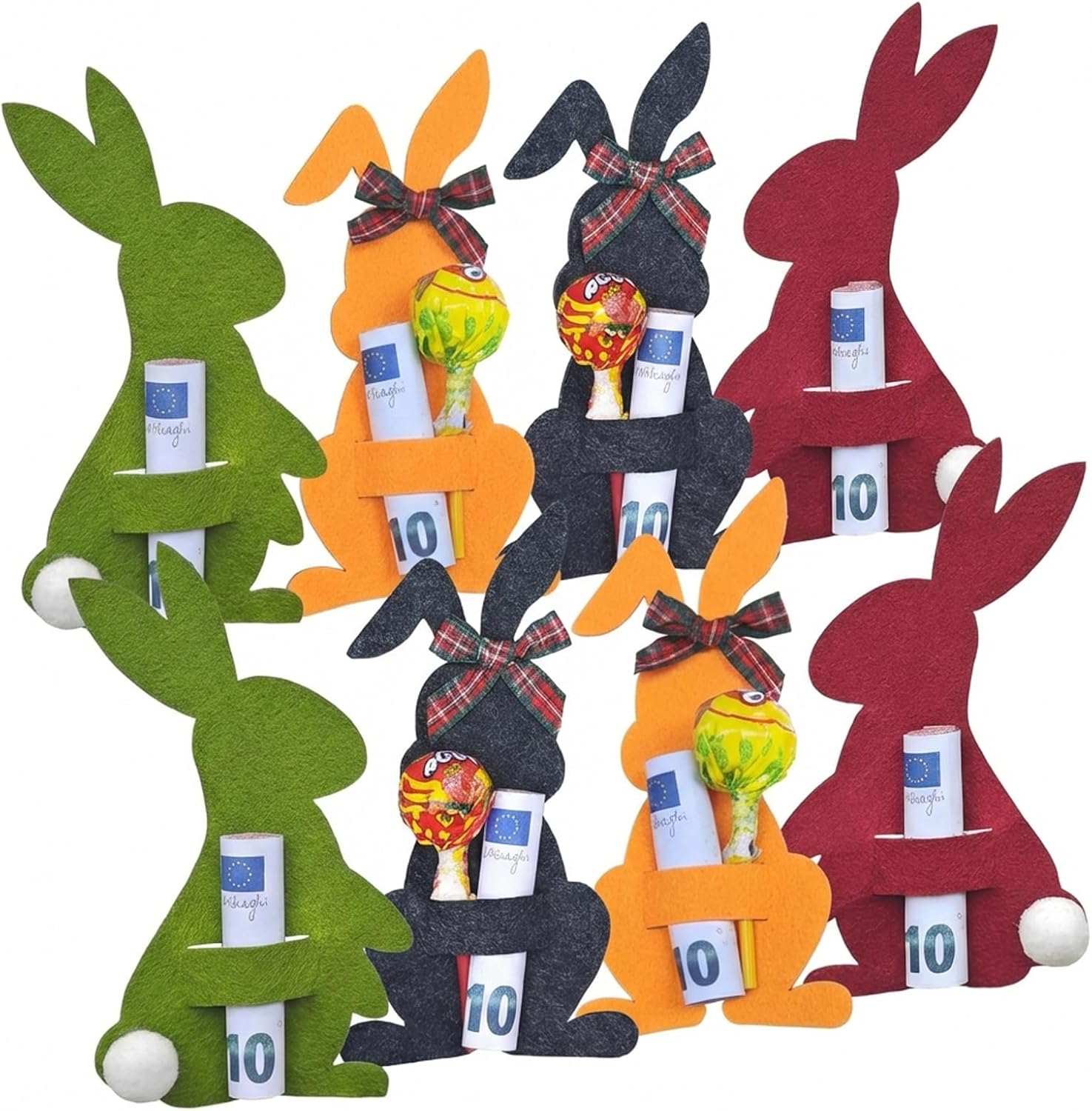 Pack of 8 Money Gift Easter Packaging, Easter Gifts Adult/Child, Perfect for Packing Easter Gifts with Banknotes, Colourful Money Gift Packaging with Rabbit Decoration for Easter Nests