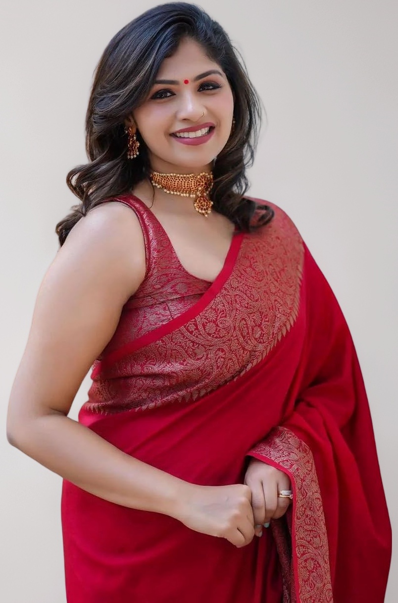 C J Enterprise Women's Pure Banarasi Style Kanjivaram Silk Saree With Blouse ...