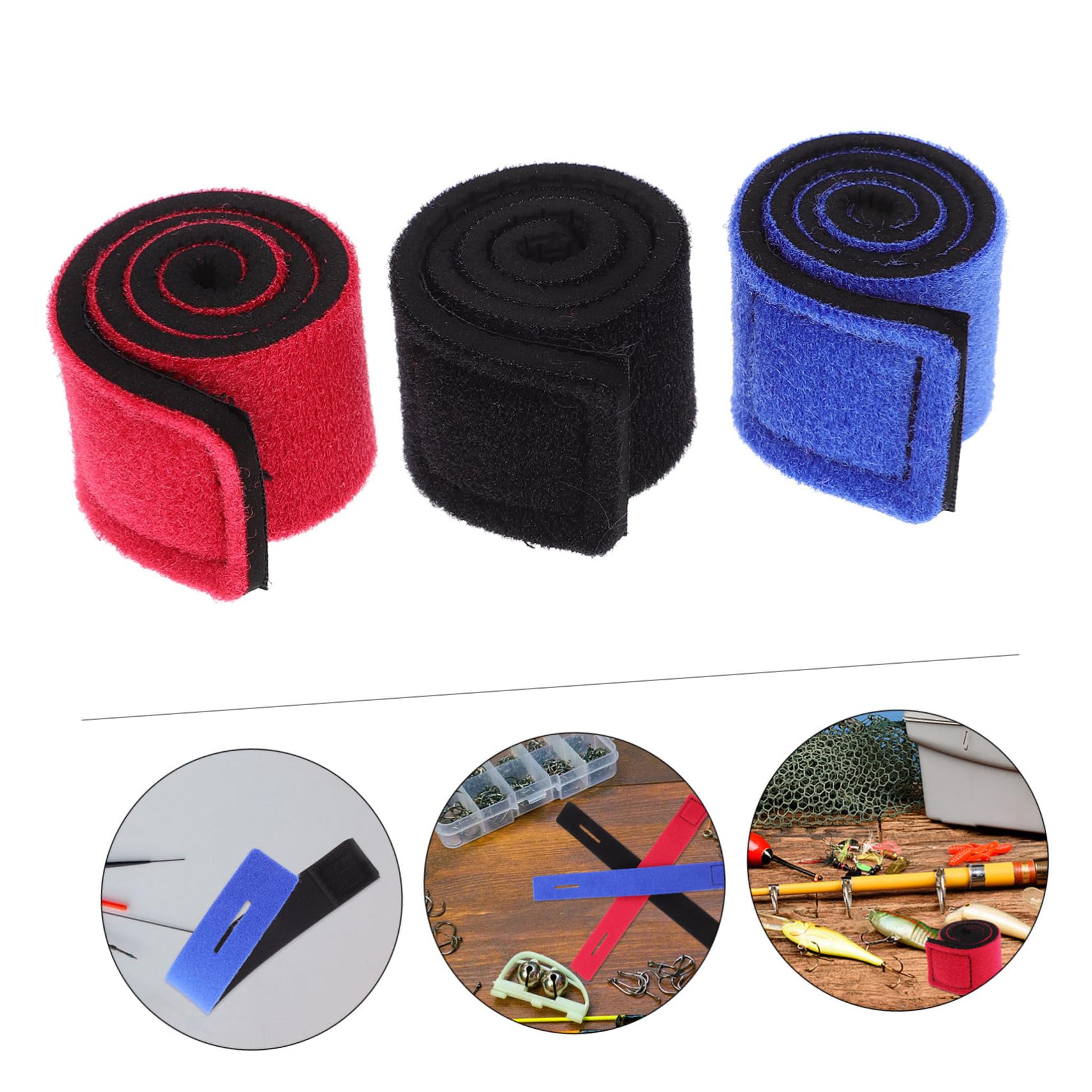 ifundom 1set Fishing Rod Tie Strap Cover Fishing Pole Ties Wraps for Durable Sleeve Accessories Rods Long Lanyard Fishing Pole Poles Fishing Rod Holder Fishing Belt Neoprene Embossed 6pcs