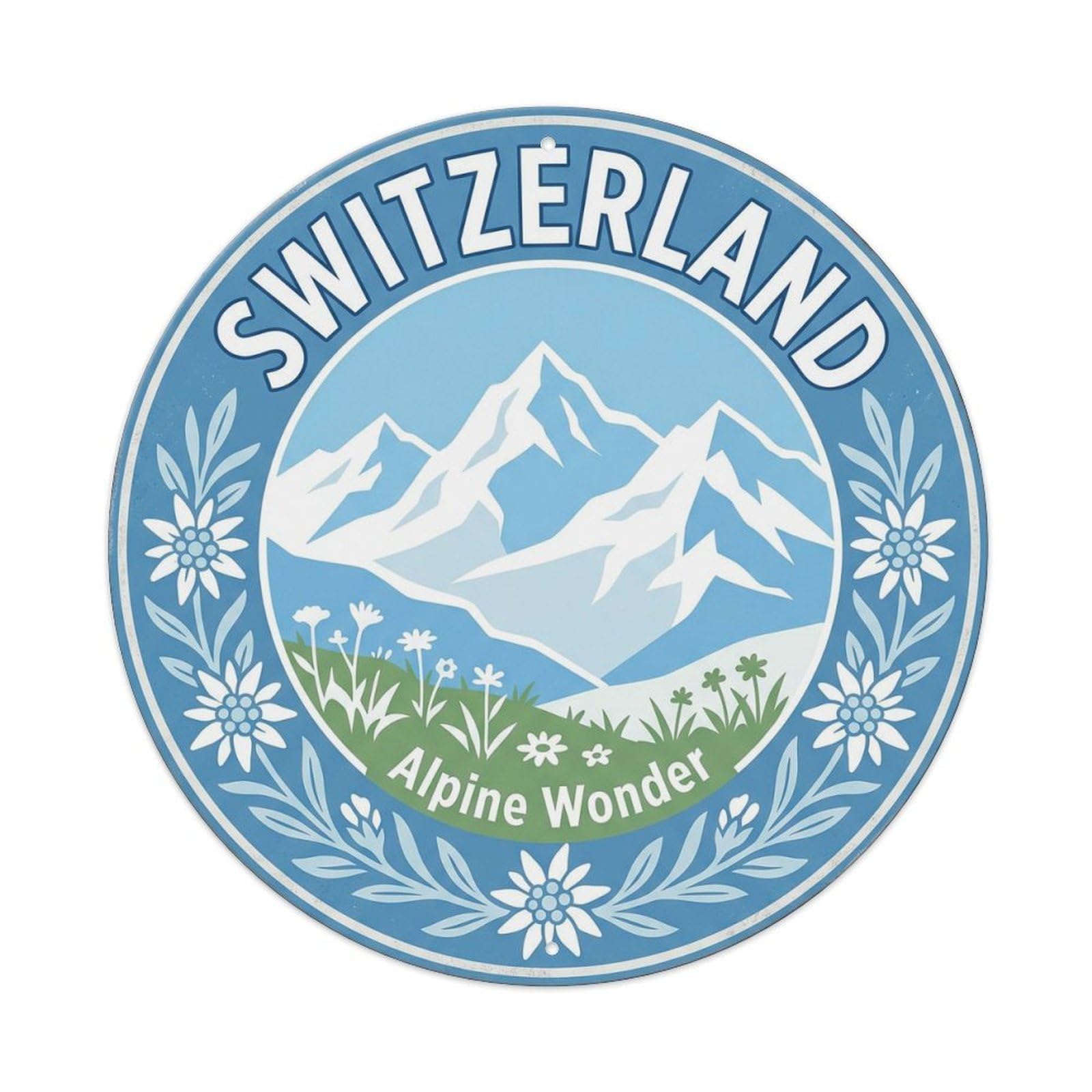 Vintage Travel Switzerland Alps Mountain Metal Tin Sign