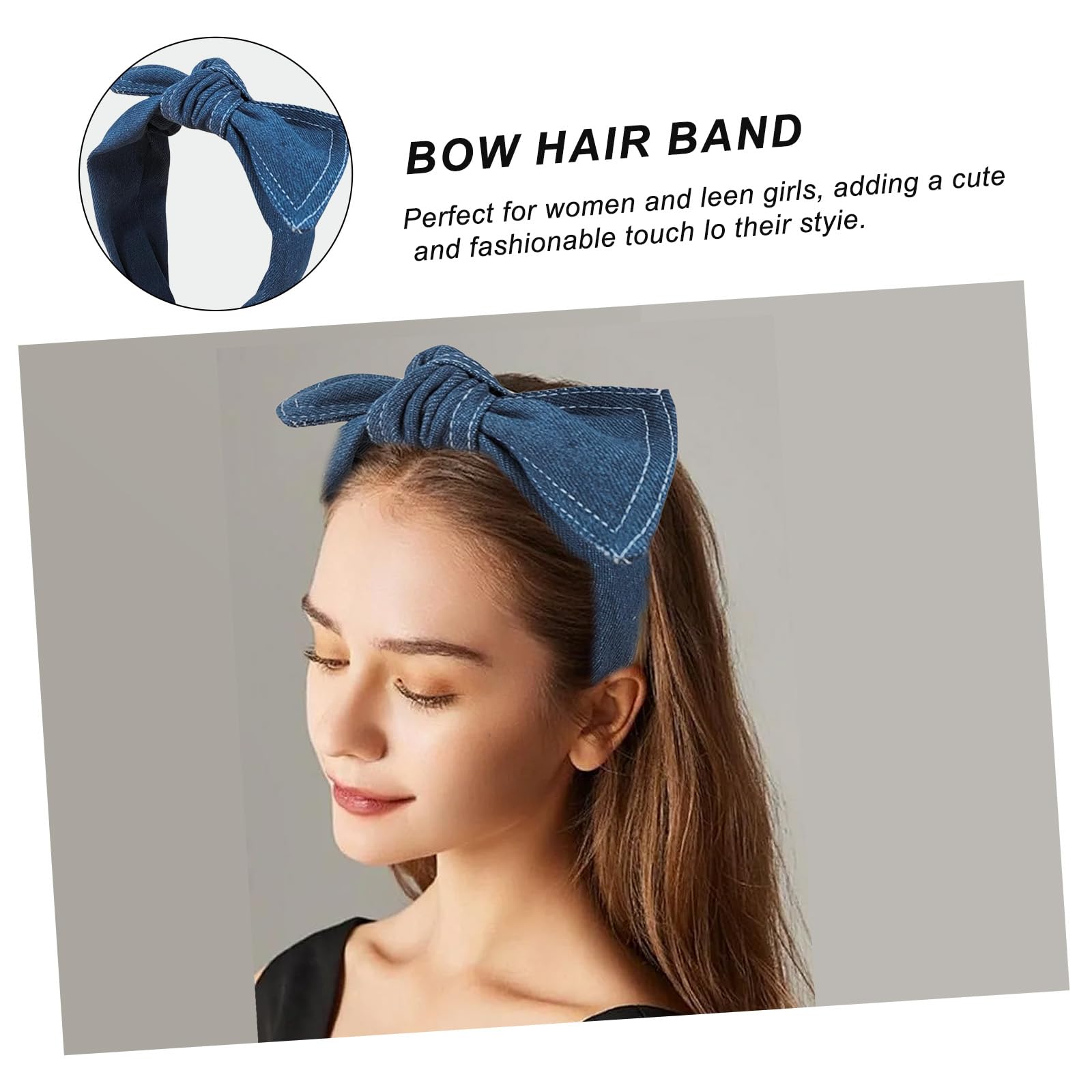 New denim blue fashion Headband Twine and Love | Denim Knot Jeweled Headband | Handcrafted  main image 3