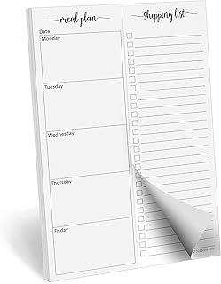 321Done Magnetic Meal Planning Pad, 5.5x8.5, Made in USA, M-F Weekly Menu Planner & Grocery List for Refrigerator, Perforated Tear Off Checklist (50 Pages), Thick Paper, Strong Magnet for Fridge