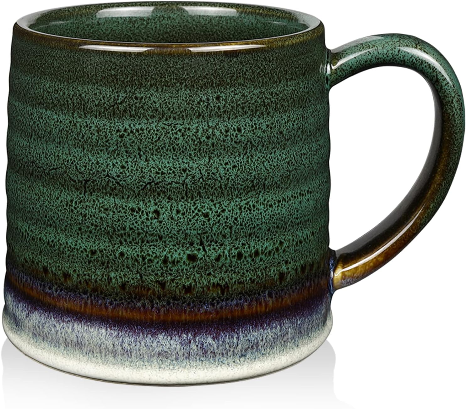 RELEDESA 18oz Large Ceramic Coffee Mug - Handmade Ink Green Pottery Tea Cup, Big Handle, Microwave & Dishwasher Safe