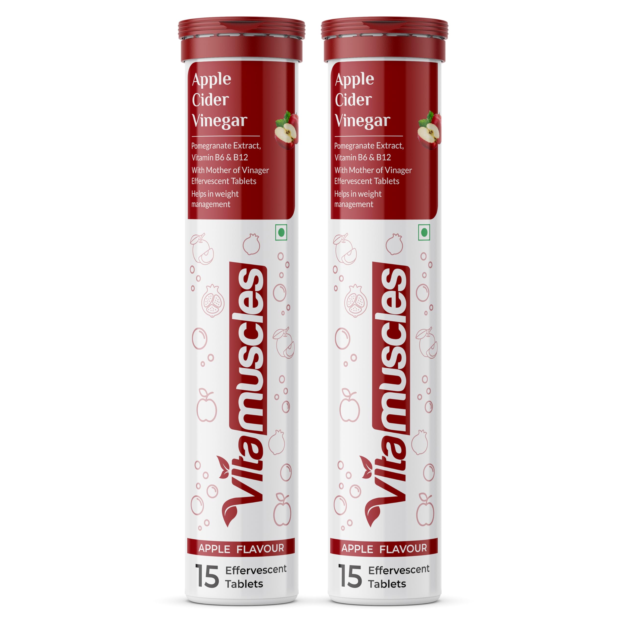 Vitamuscles Apple Cider Vinegar Effervescent Tablets, With Mother of Vinegar, Pomegranate Extract, Vitamin B6 & B12, Sugar Free (30 Tablets)-image-21