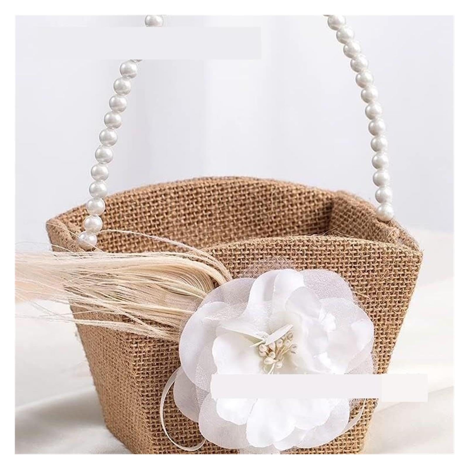 1pcs Wedding Linen Flower Basket Per Matrimoni