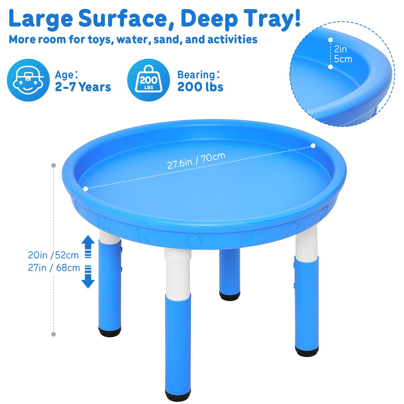 FUNLIO Tuff Plateau pour jeu sensoriel Hauteur réglable Bleu