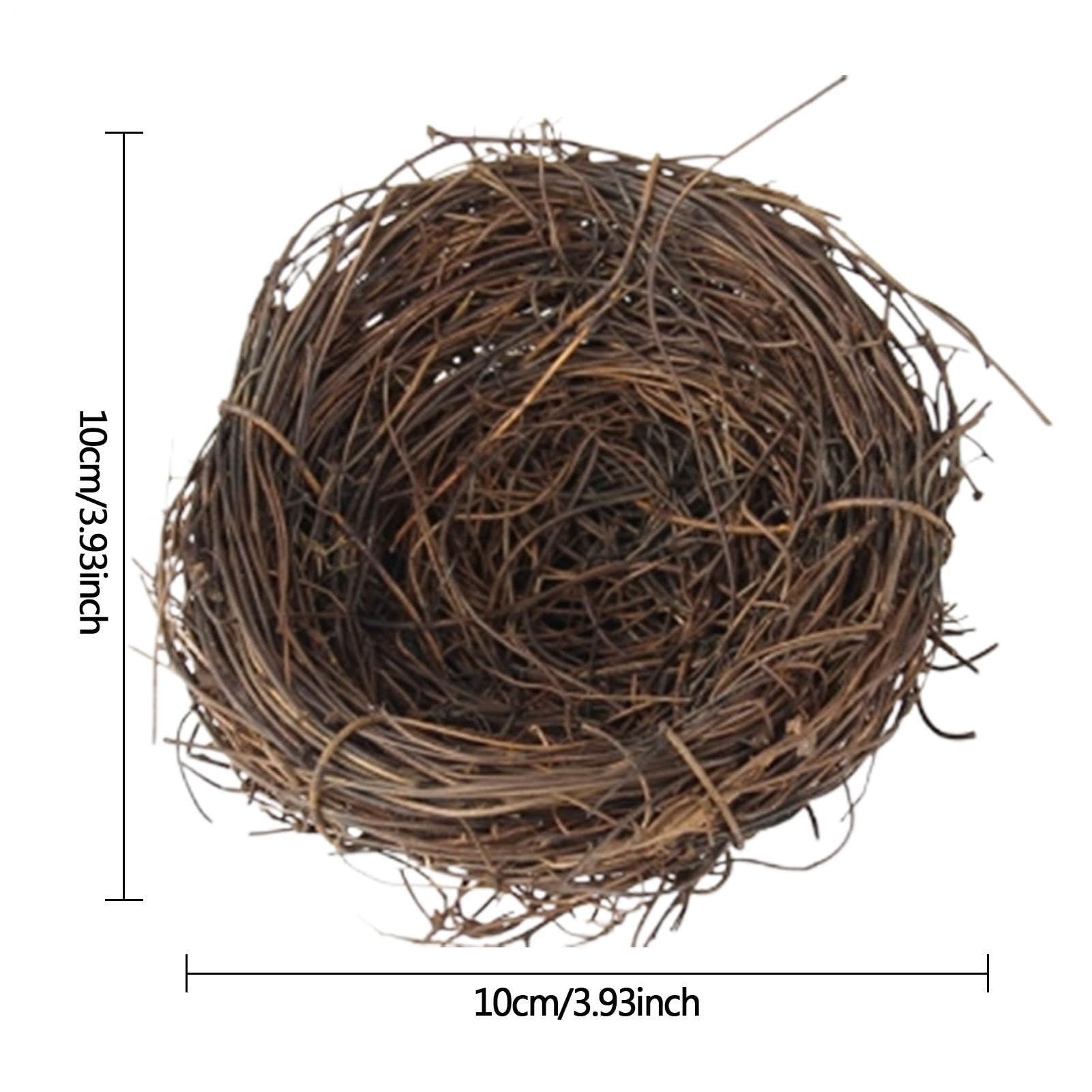 Nido de pájaros – Nido de loro tejido hecho a mano | Base plana para animales pequeños para jardín, accesorios de jaula de pájaros para hábitat, cabaña de césped natural para pinza, periquito, canario — view 2