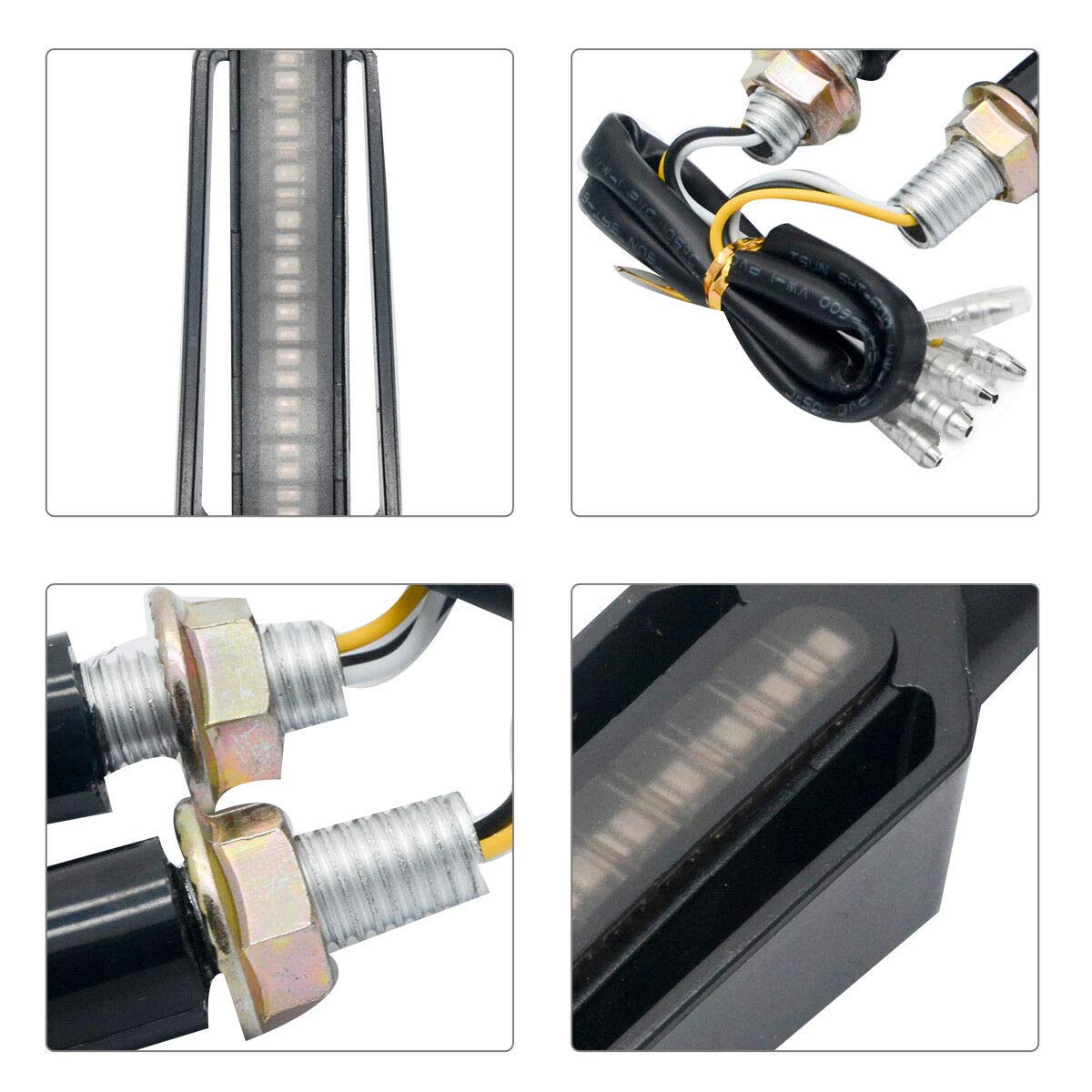 Baceyong Feux de moto universels 4PC, 24 LED, comprenant 2 clignotants, 1 feu de jour blanc avant et 1 feu stop rouge arrière