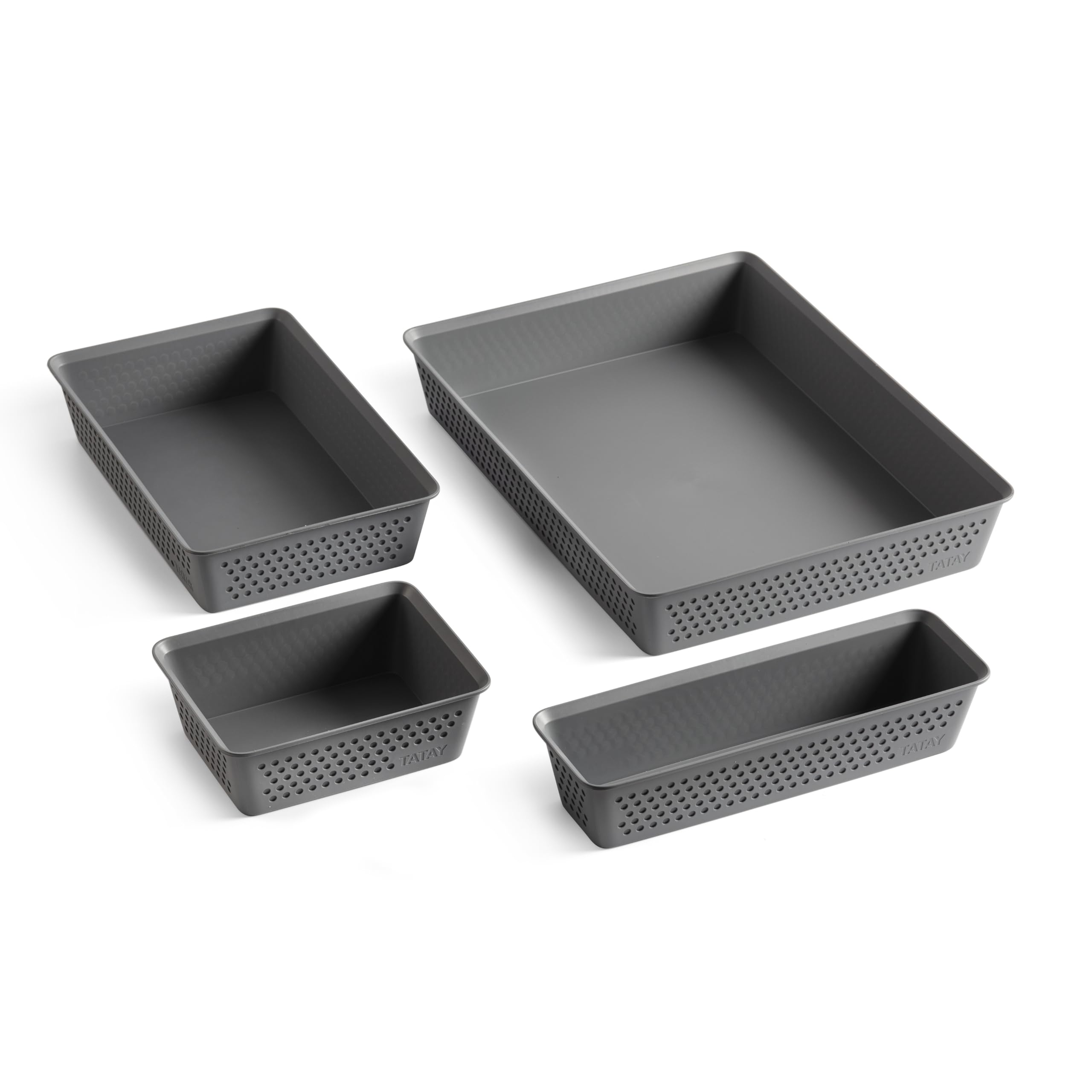 Cajas Organizadoras Bohol Set de 4 A6 A5 A4 Slim Plástico Reciclado Libre de BPA Gris