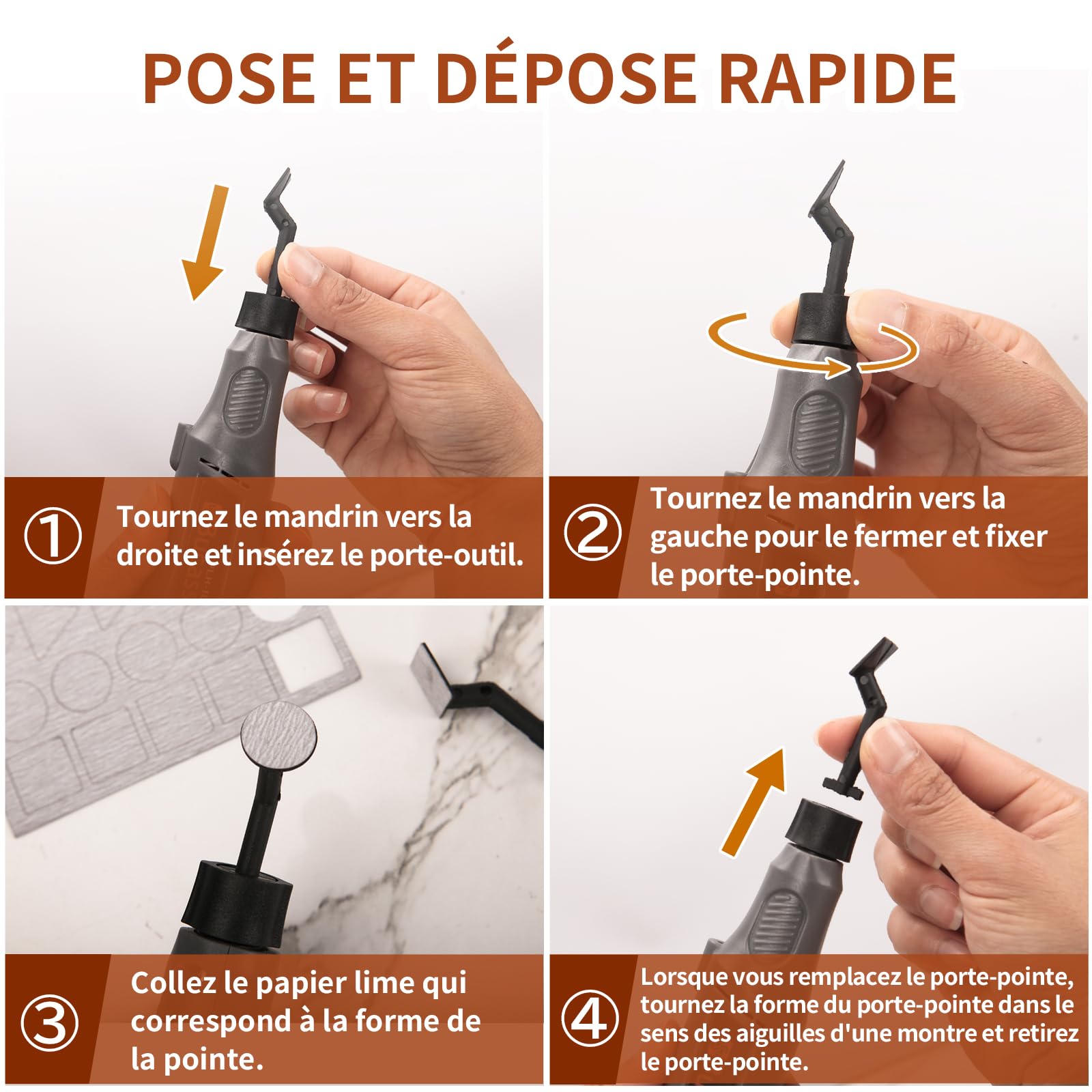 Stylo ponceur sans fil, vitesse variable et chargement USB avec lumière LED, outil électrique polyvalent pour le ponçage, le polissage, la finition, le bricolage (GRIS)