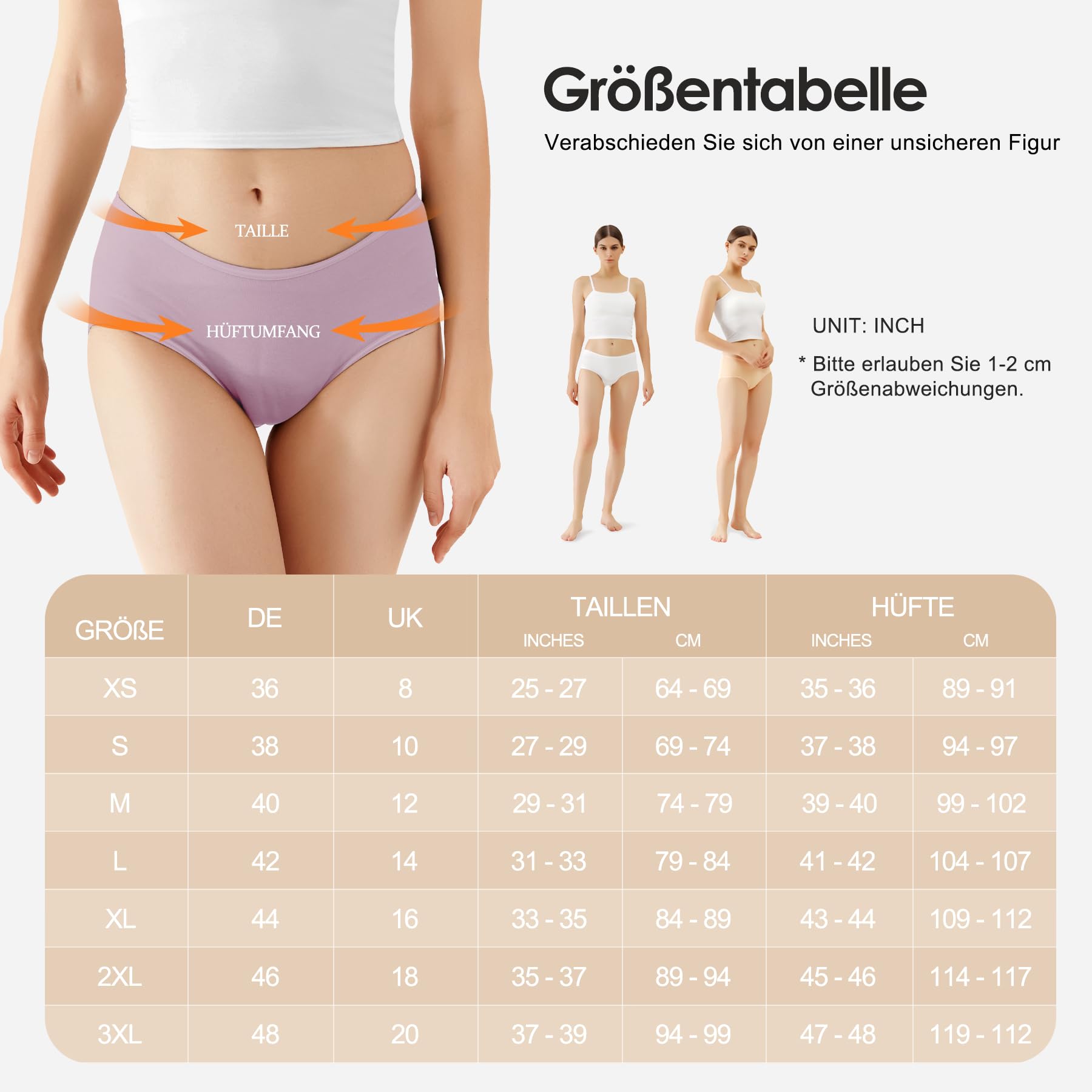 TUUHAW Mutande da Donna Midi Vita in Cotone Elasticizzato Pacco da 6