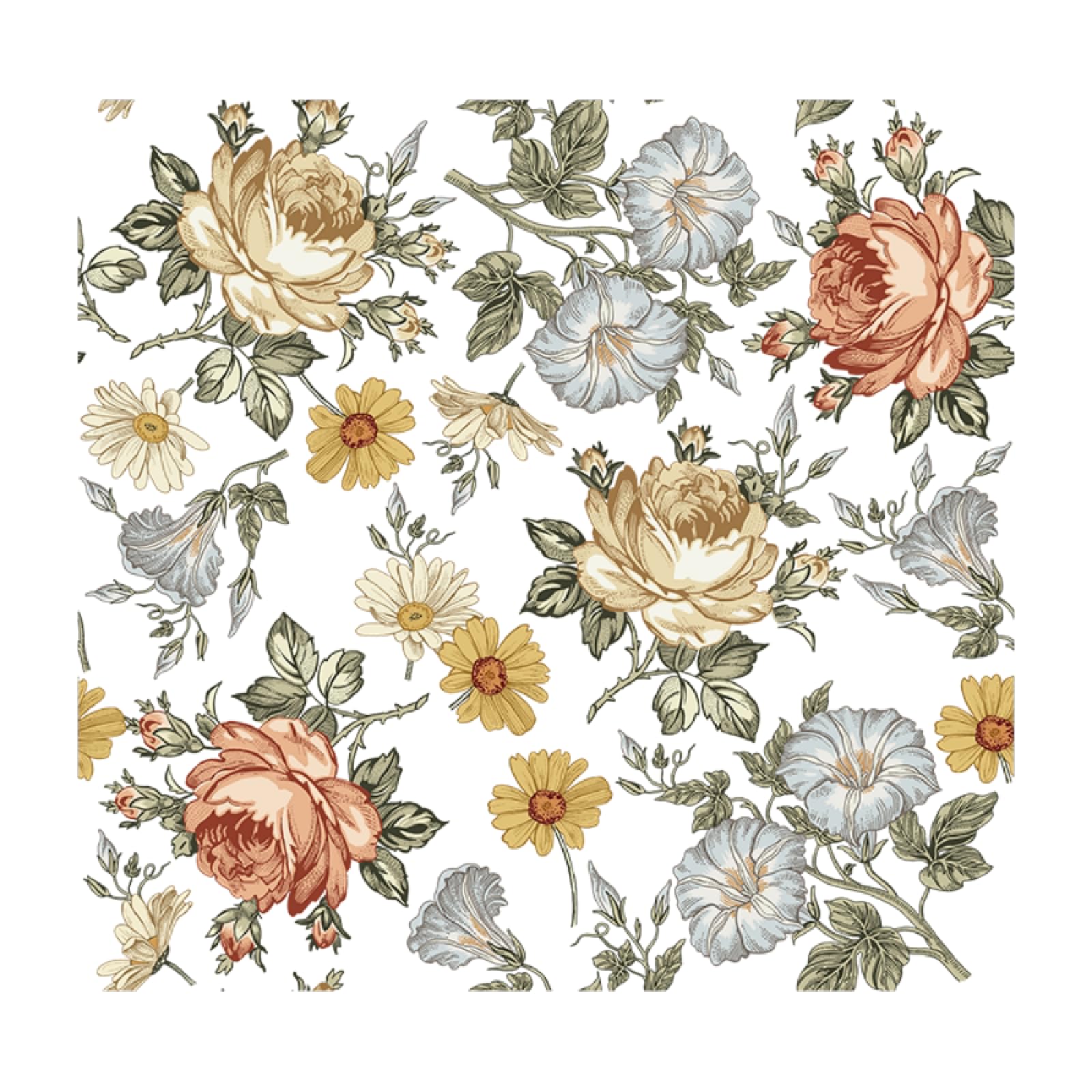 Fensterfolie Blickdicht 90x200CM Retro Blumen Statisch Selbsthaftend Dekorative Folie, Abnehmbare Glasfolien Anti-UV, für Badezimmer küche