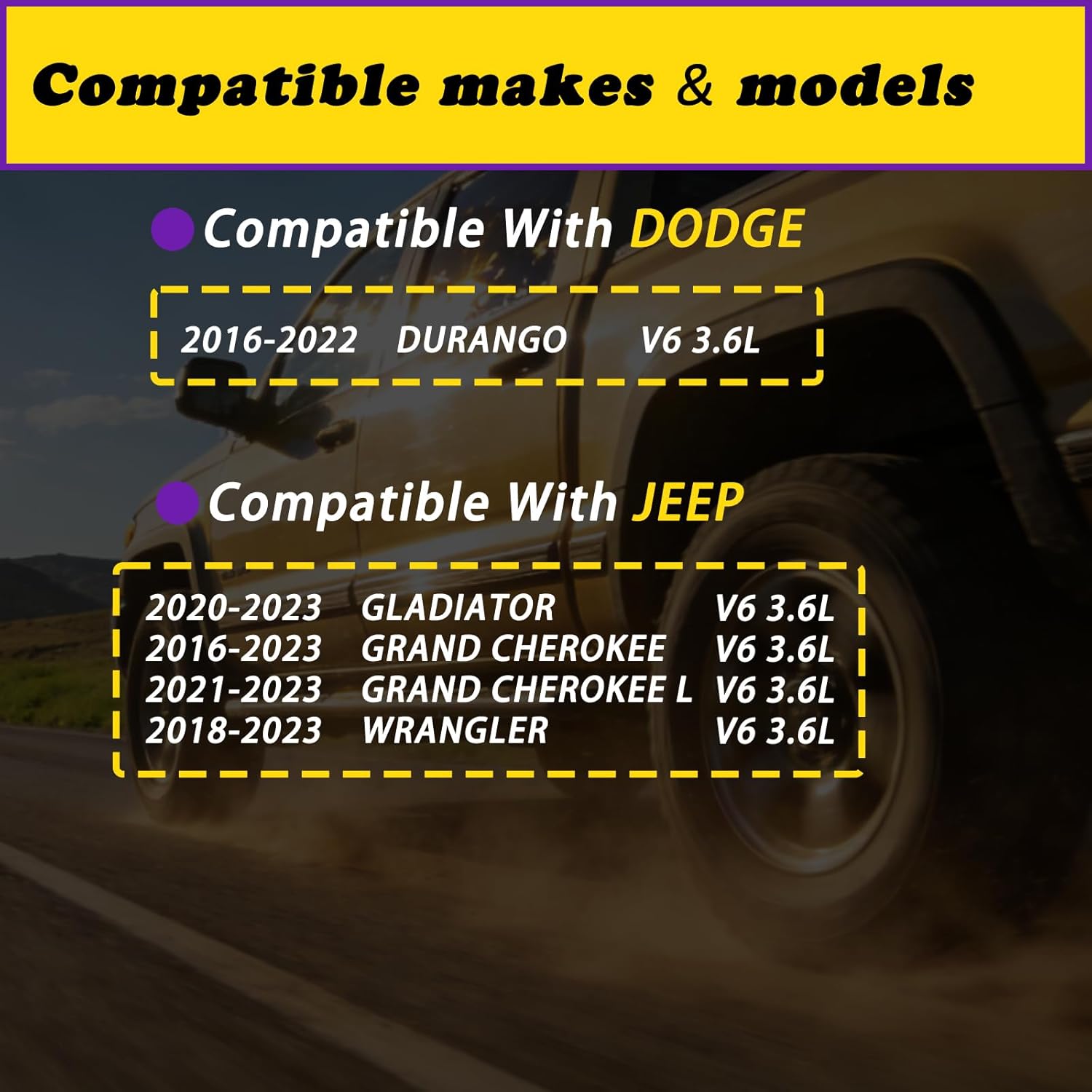 2pcs Rear and Front Engine Variable Valve Timing VVT Solenoid Compatible with Jeep Grand Cherokee Wrangler Gladiator Fit for Ram 1500 Fit for Dodge Durango V6 3.6L 16-23 Replaces 5047901AC 5047897AC