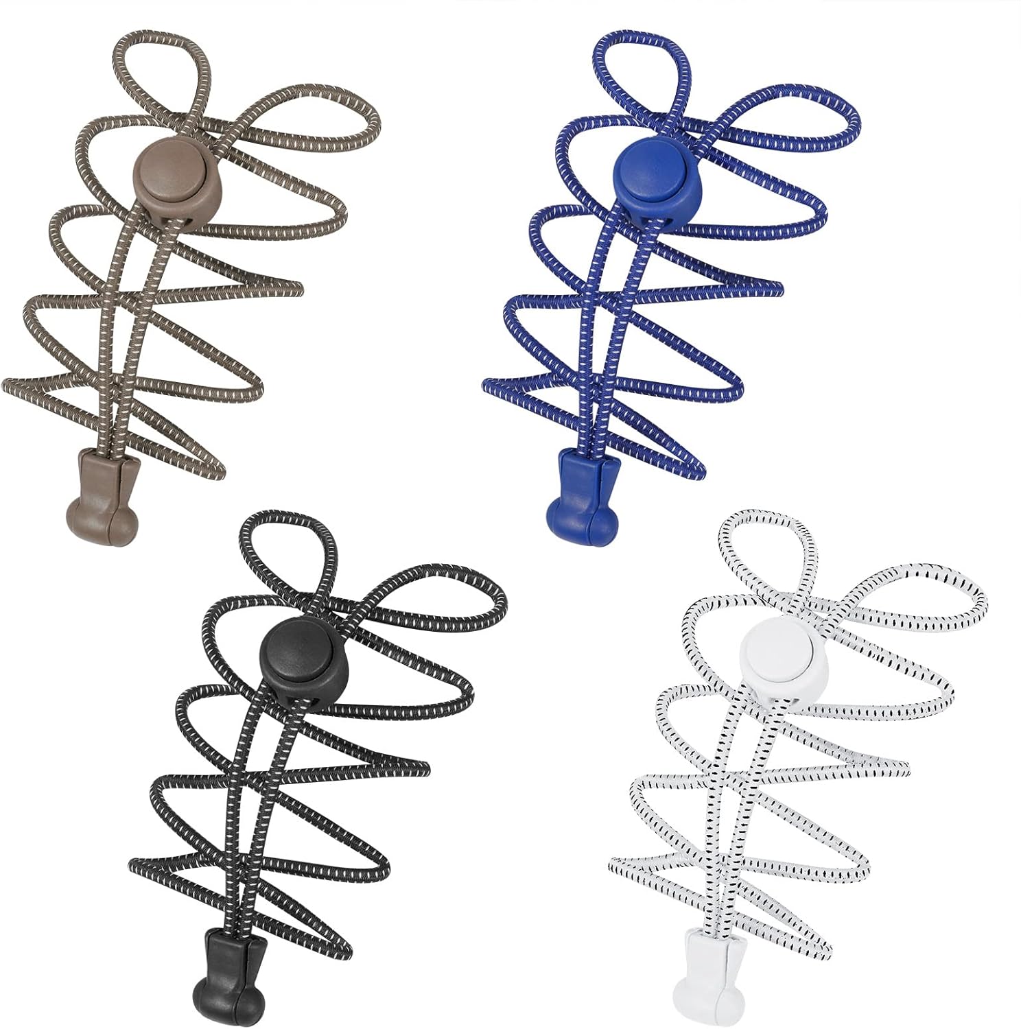 Auidy_6TXD 4 Pairs No Tie Elastic Shoelaces, 100cm Elastic Lock Boot