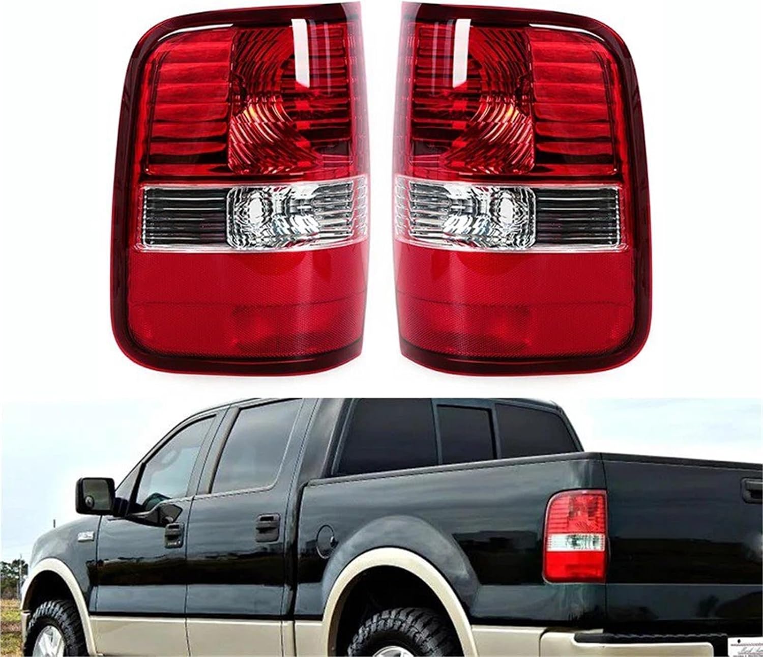 Rear Tail Light Car Taillights for F150 2004-2008 Car Tail Light Cover Rear Turn Signal Reverse Warning Light Cover Without Bulb 5L3Z13404CA 5L3Z13405CA Tail Lights Housings(Right)
