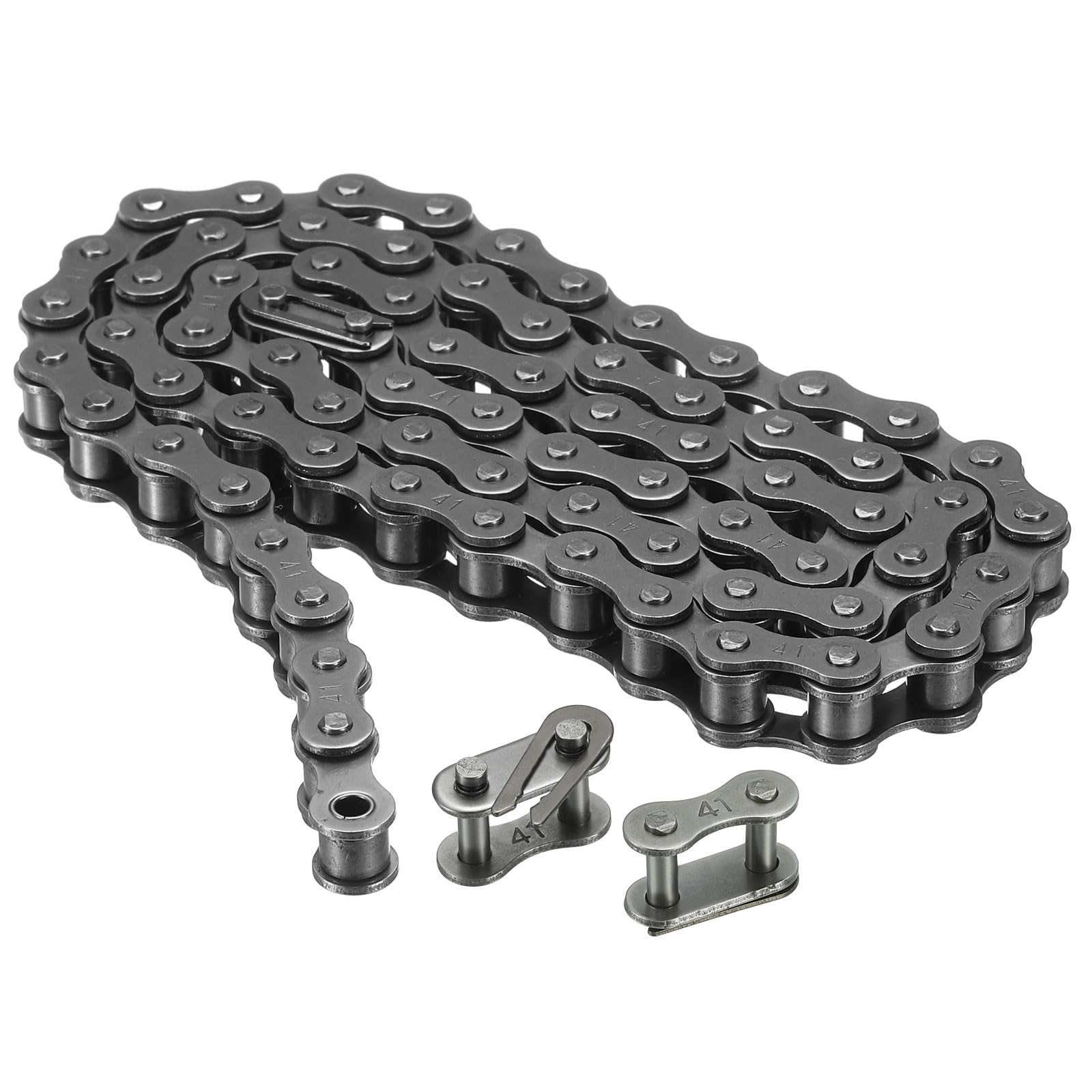 QUARKZMAN 085-1/#41-1 Catena a Rulli 3 Piedi Passo 1/2" Catene a Rulli Acciaio al Carbonio con 2 Collegamenti Master Gratuitiper Biciclette Motociclette, 72 Link