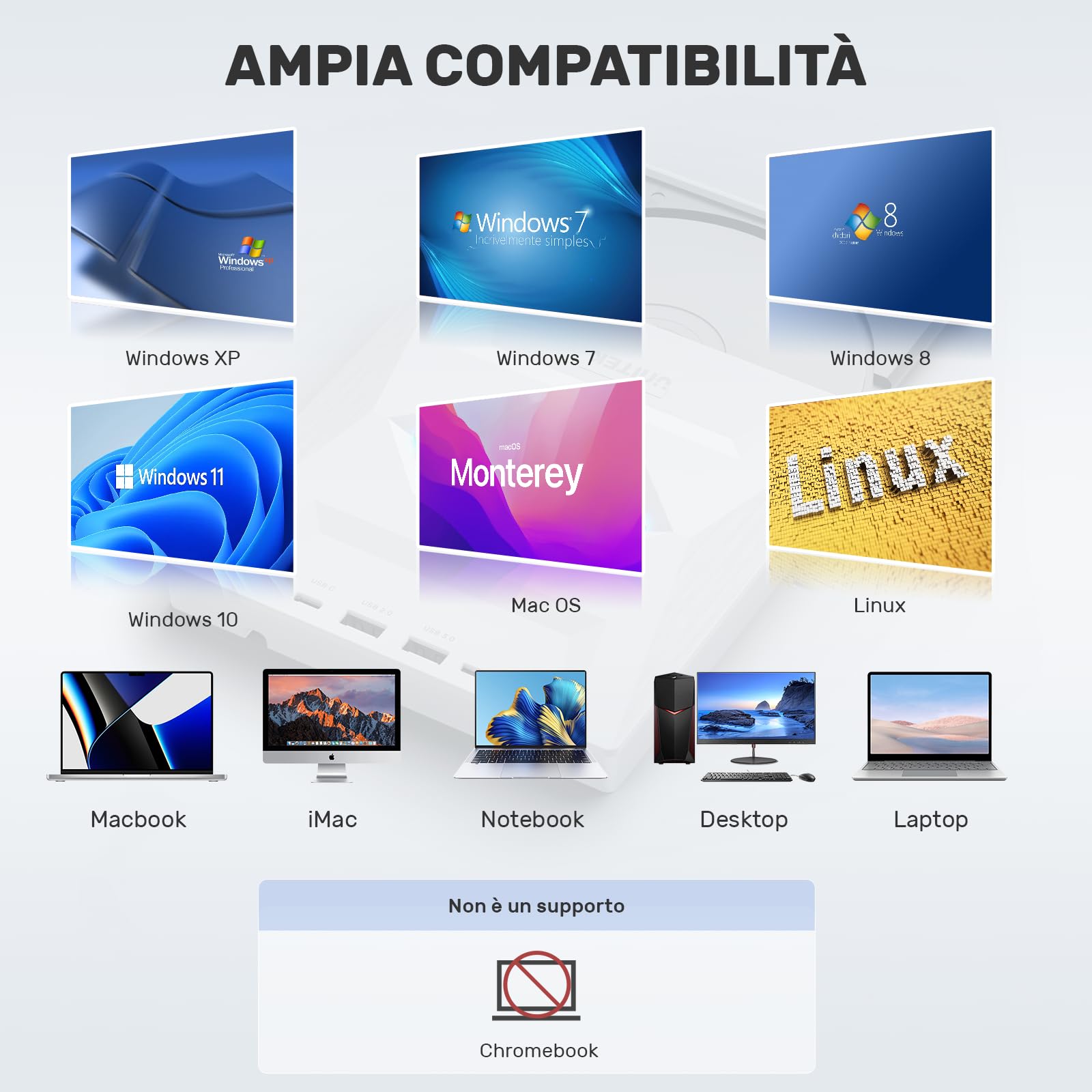 UNITEK Masterizzatore esterno USB 3.0&Type C Unità CD/DVD esterna -/+RW con slot per scheda SD per PC Laptop, Desktop, Portatile, Macbook Pro/Air per Windows 11/10/8.1/7/XP/Vista/Linux/MacOS