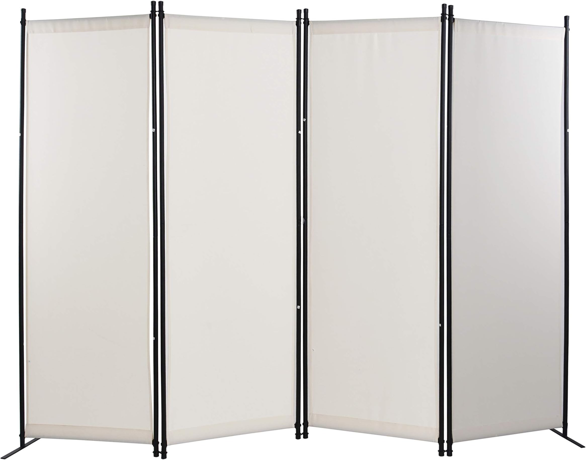 4 Panel Room Divider Privacy Screens Home Office Accents Folding Steel Frame White (White)