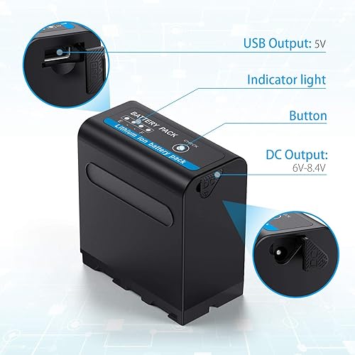 Miniatura 3 de Powerextra Batería multifuncional con salida USB para Sony NP-F970, NP-F975, NP-F960, NP-F950, NP-F930