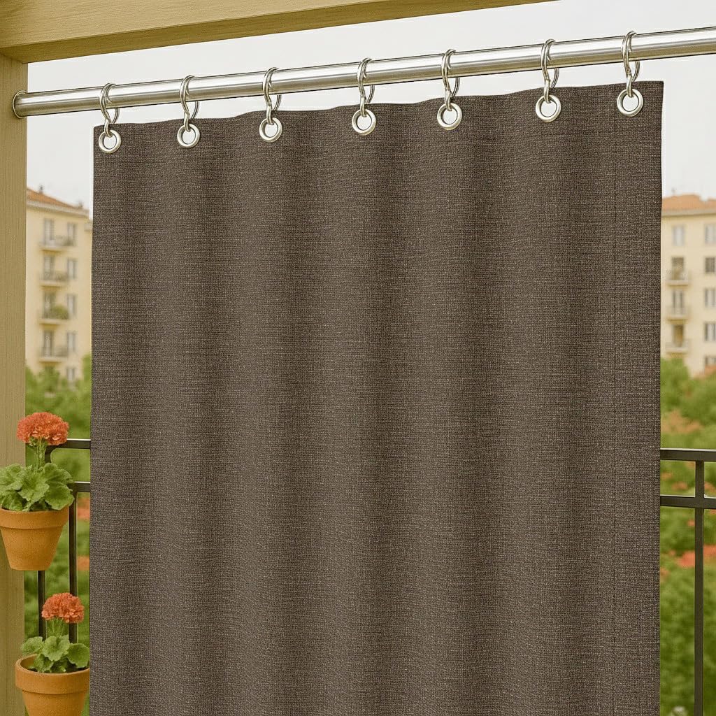 Byour3 -Tende Impermeabili per Esterno con Anelli in Metallo A Caduta Antimuffa - Tende Laterali Gazebo Oscuranti Tenda Parasole per Terrazzo Balcone Tela Solare Frangivista (Tortora, L.300x290H)