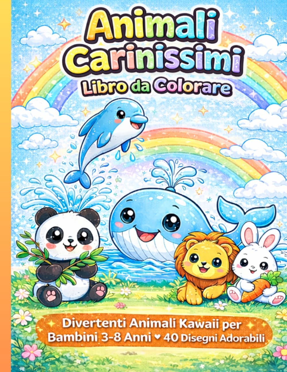 Libro da Colorare Animali Carinissimi: Disegni Facili e Divertenti per Bambini 3-8 Anni | 40 Illustrazioni Kawaii (Libri da Colorare Kawaii per Bambini)