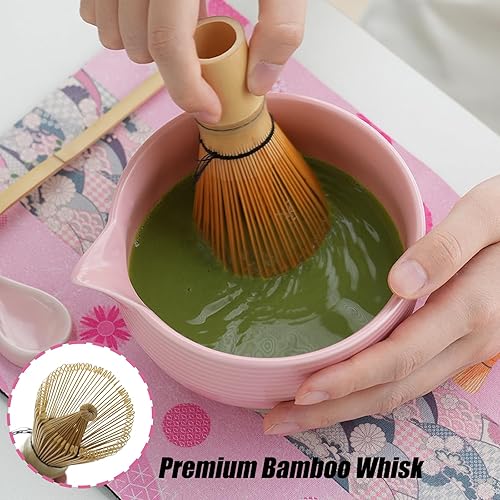 Miniatura 3 de Clay&Fire Juego de batidor de matcha, juego de 9 piezas de cerámica matcha, regalos para mujeres, cuenco de matcha con boquilla y batidor, kit de