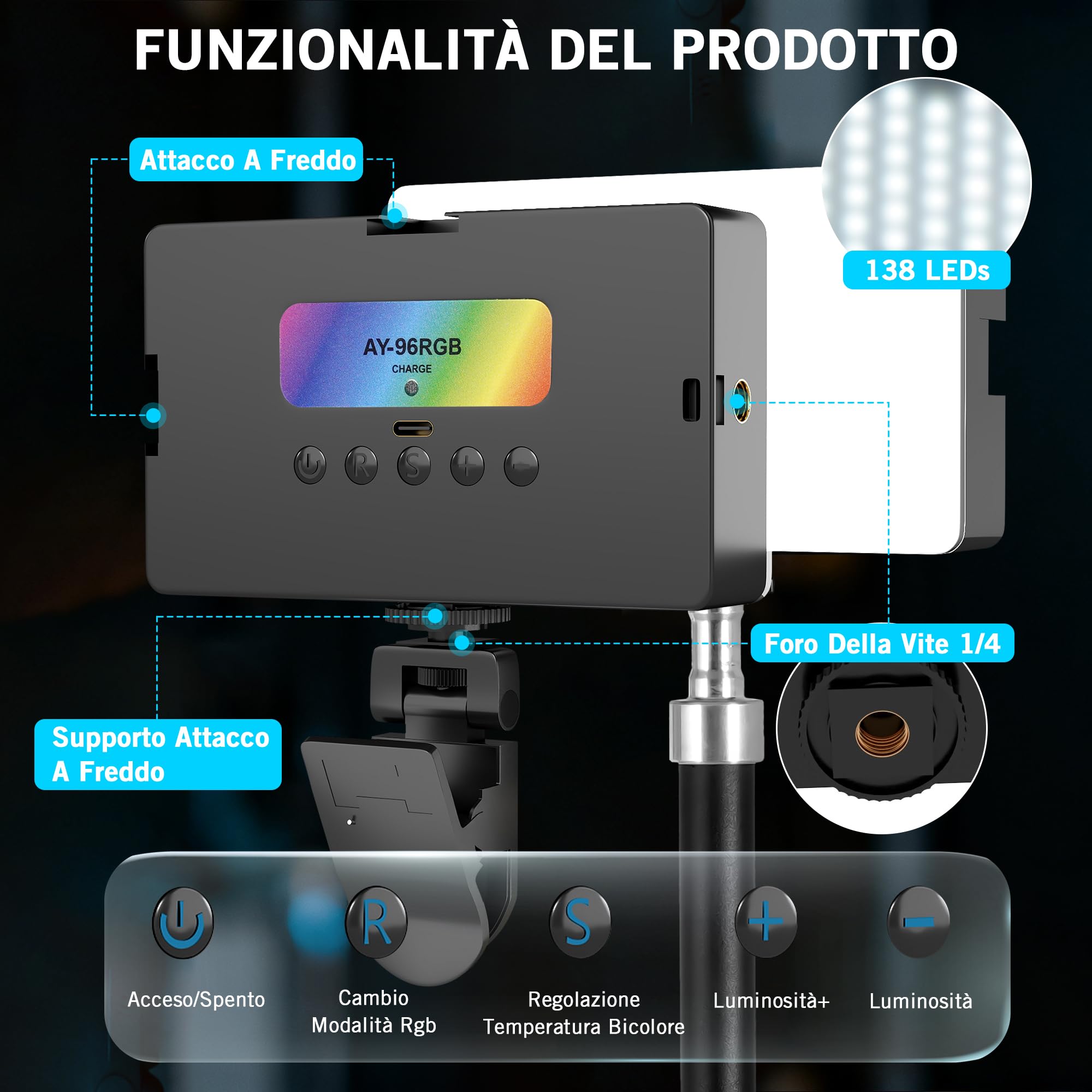 NiceVeedi Luce Video RGB — immagine 8 di 16