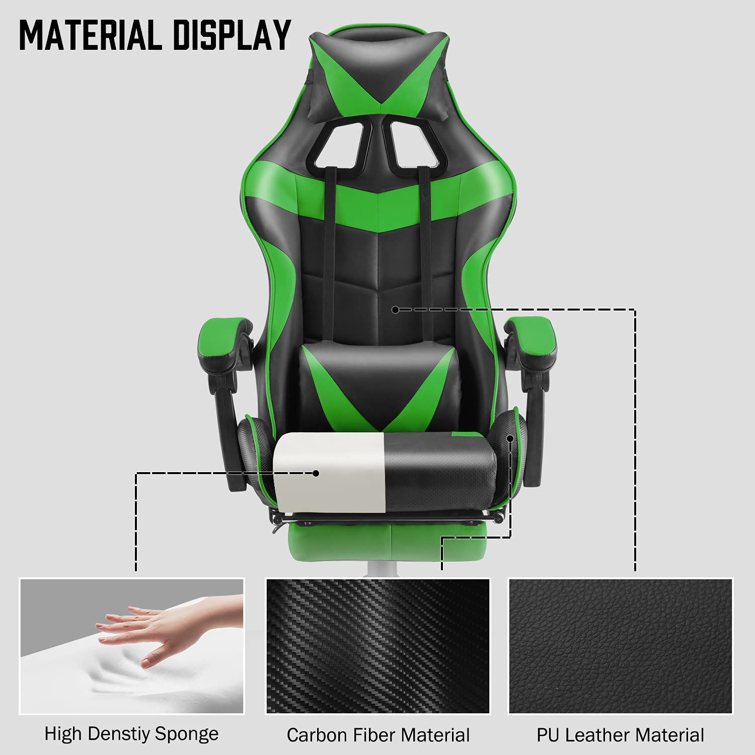 Buy Soontrans Game Chairs for Adult,Green Gaming Chair with Footrest