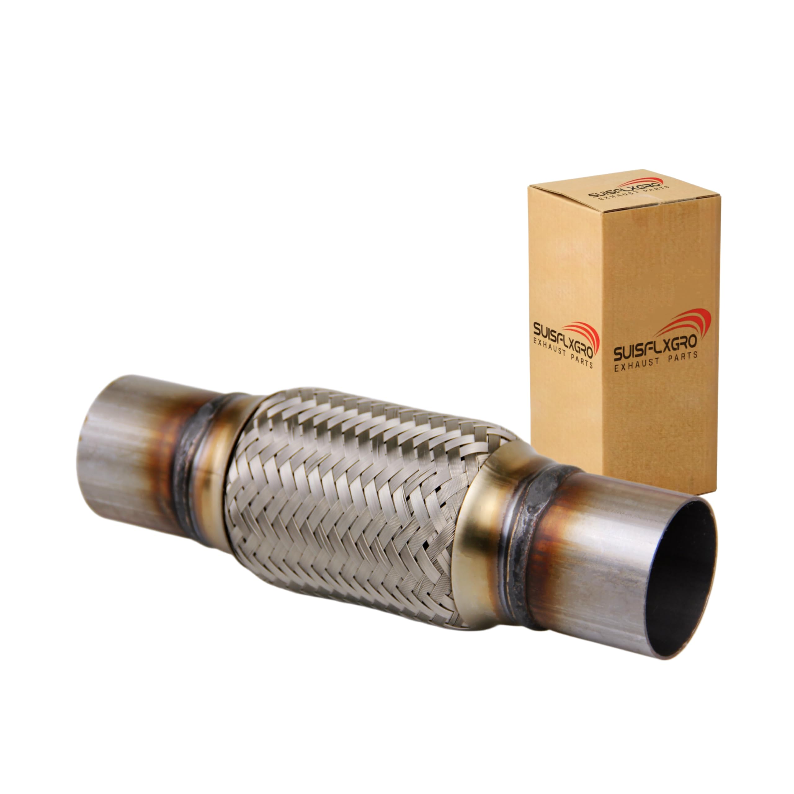 SUISFLXGRO Exhaust Flex Pipe Universal Type 100% Stainless Steel For Heavy Duty and Cars (1 PC, 2.25X6X10)