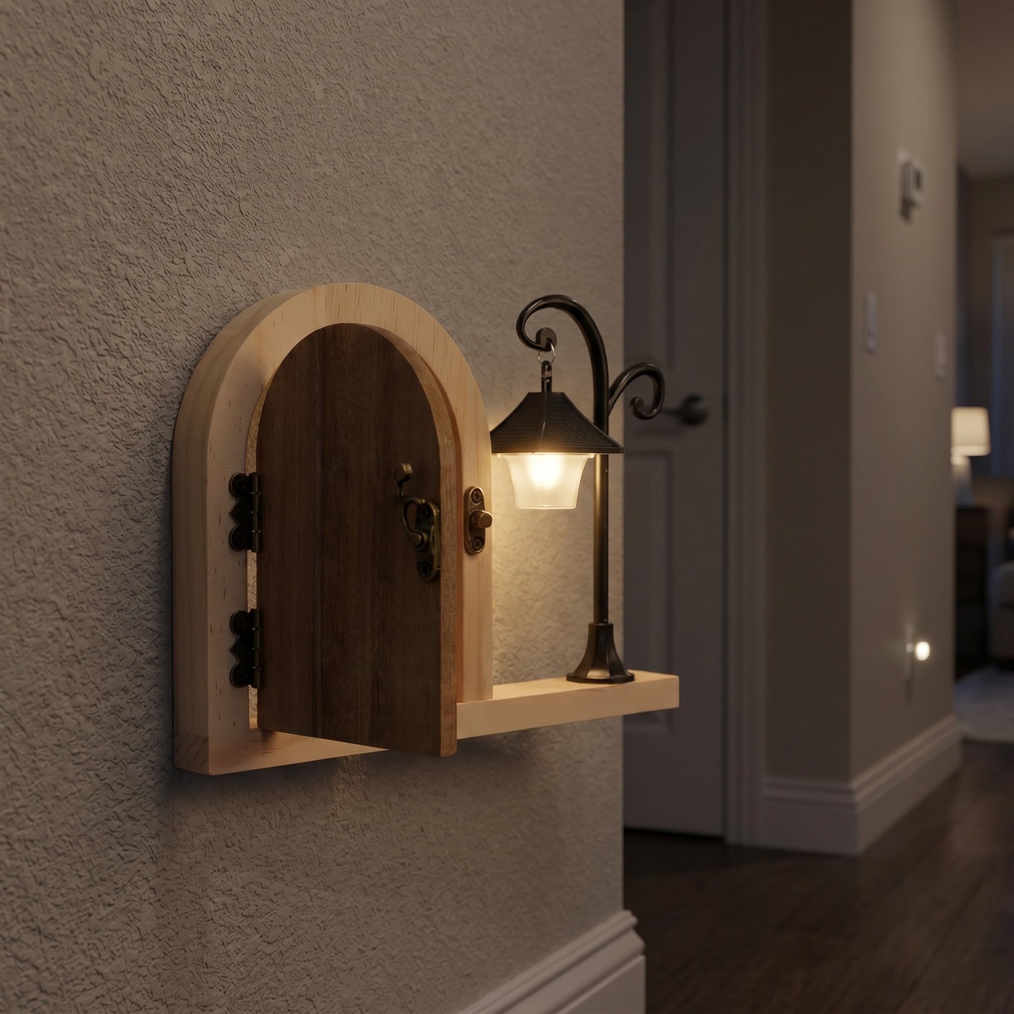 DECHOUS Plaque de protection pour porte de fée en bois avec veilleuse, protection contre les bébés, pour décoration de maison et de chambre d'enfant