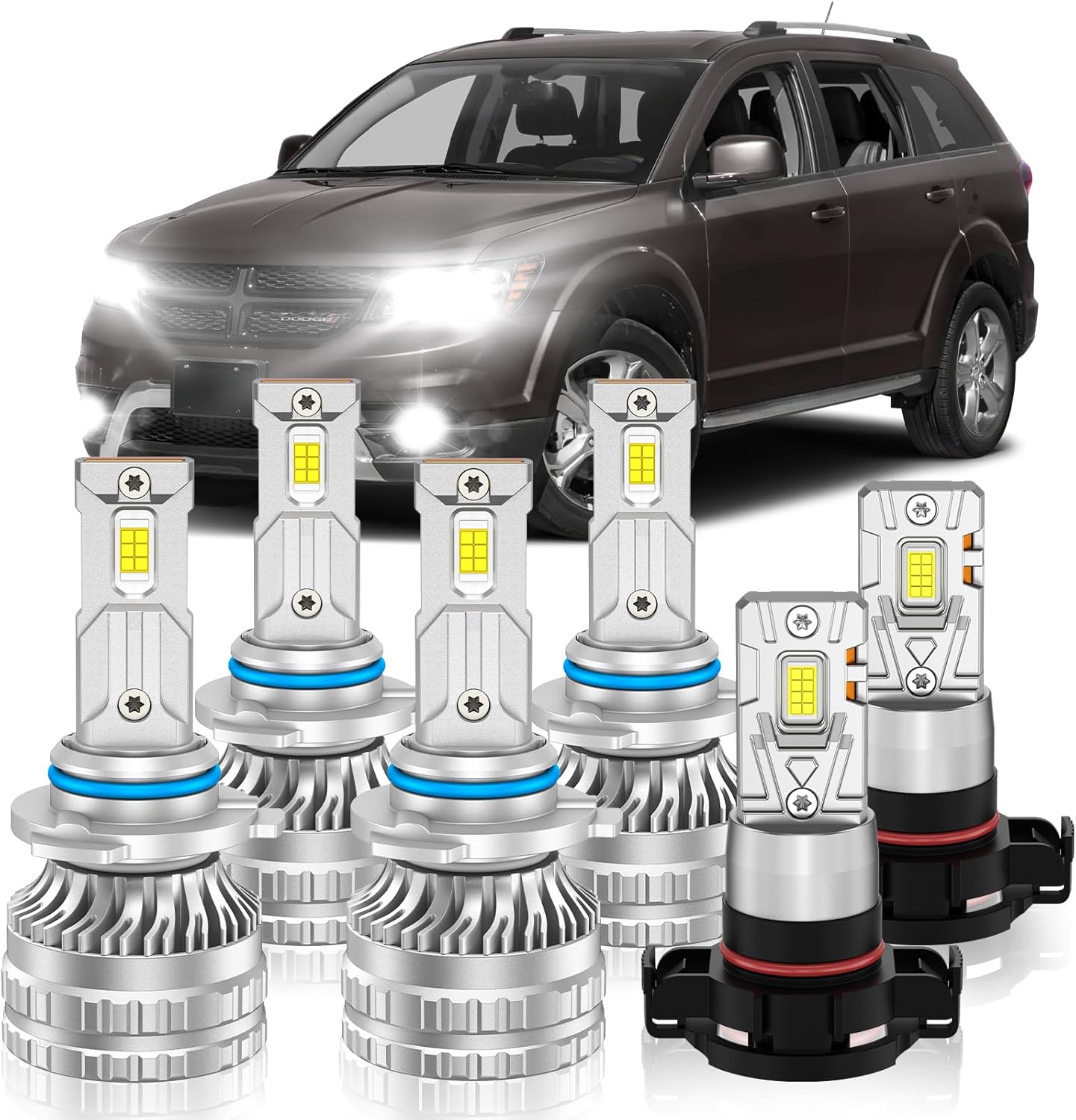 Compatible With 2010-2019 Dodge Journey Fog Bulbs, High&Low Beam Fog Light Combo, Upgraded 800% Brightness, Super Bright 6000K Pure White Light, Pack of 6