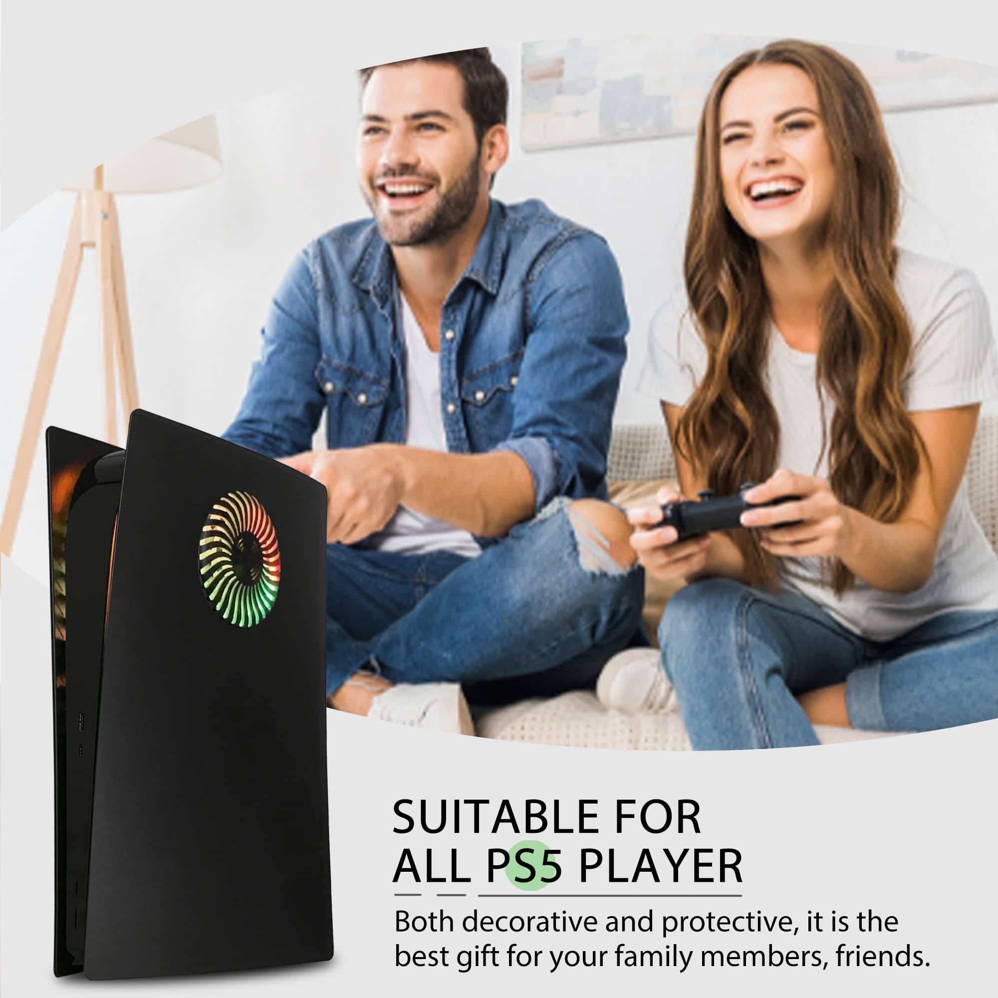 DOBEWINGDELOU - Pannello frontale PS5 con striscia luminosa RGB per edizione digitale DOBEWINGDELOU 400+ effetti LED anello di copertura console per Playstation 5 Digital Edition Kit decorazione fai