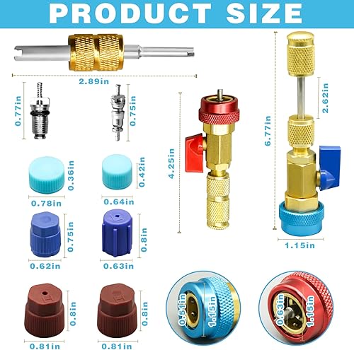 Miniatura 7 de Juego de herramientas de instalación de extracción rápida de núcleo de válvula R134A, herramienta de extracción de núcleo de válvula de CA de alta