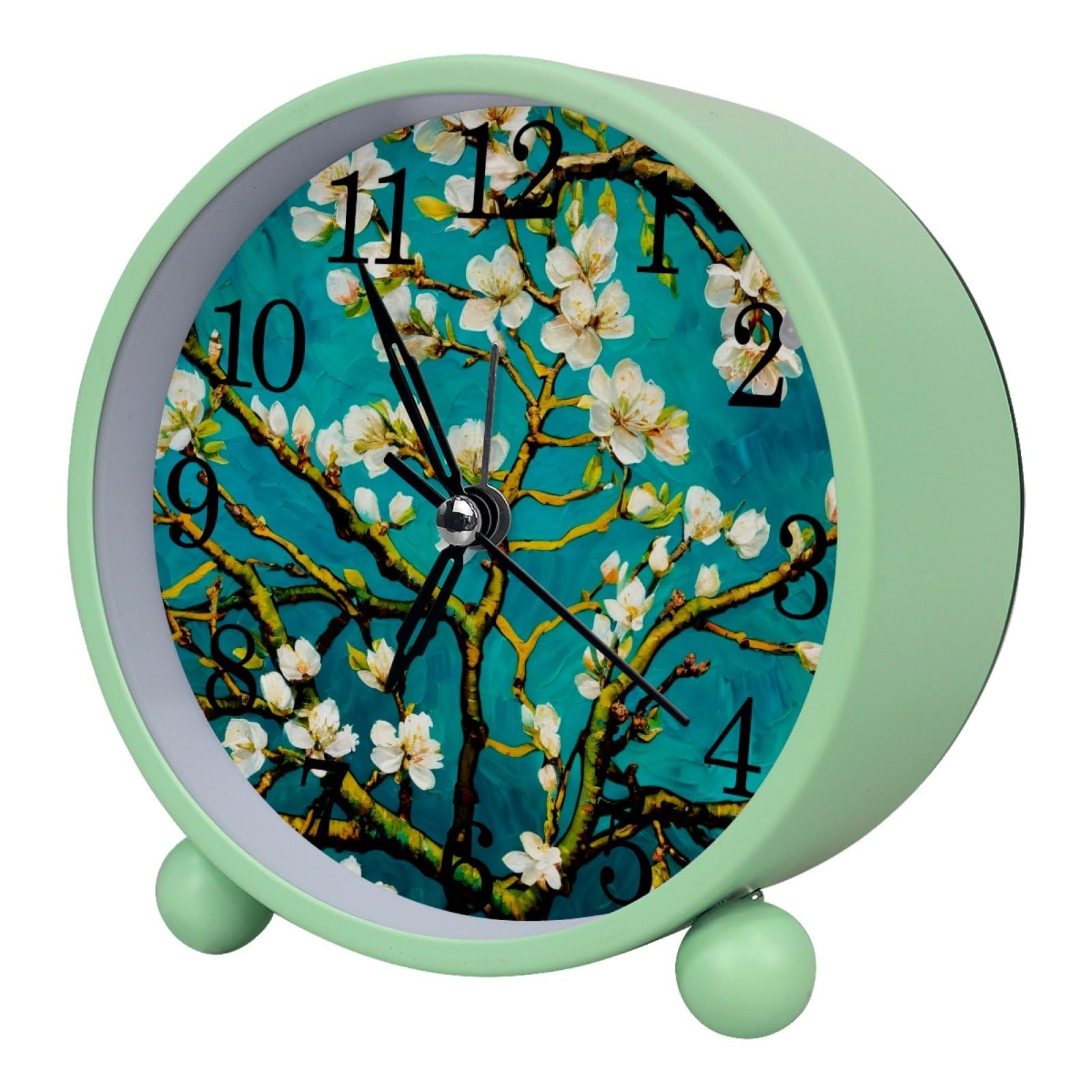 etoenbrc Watercolor Butterfly Silent Analog Alarm Clock Small Battery Operated Clock Slient Plastic Table Clock for Living Room Bedroom Color428