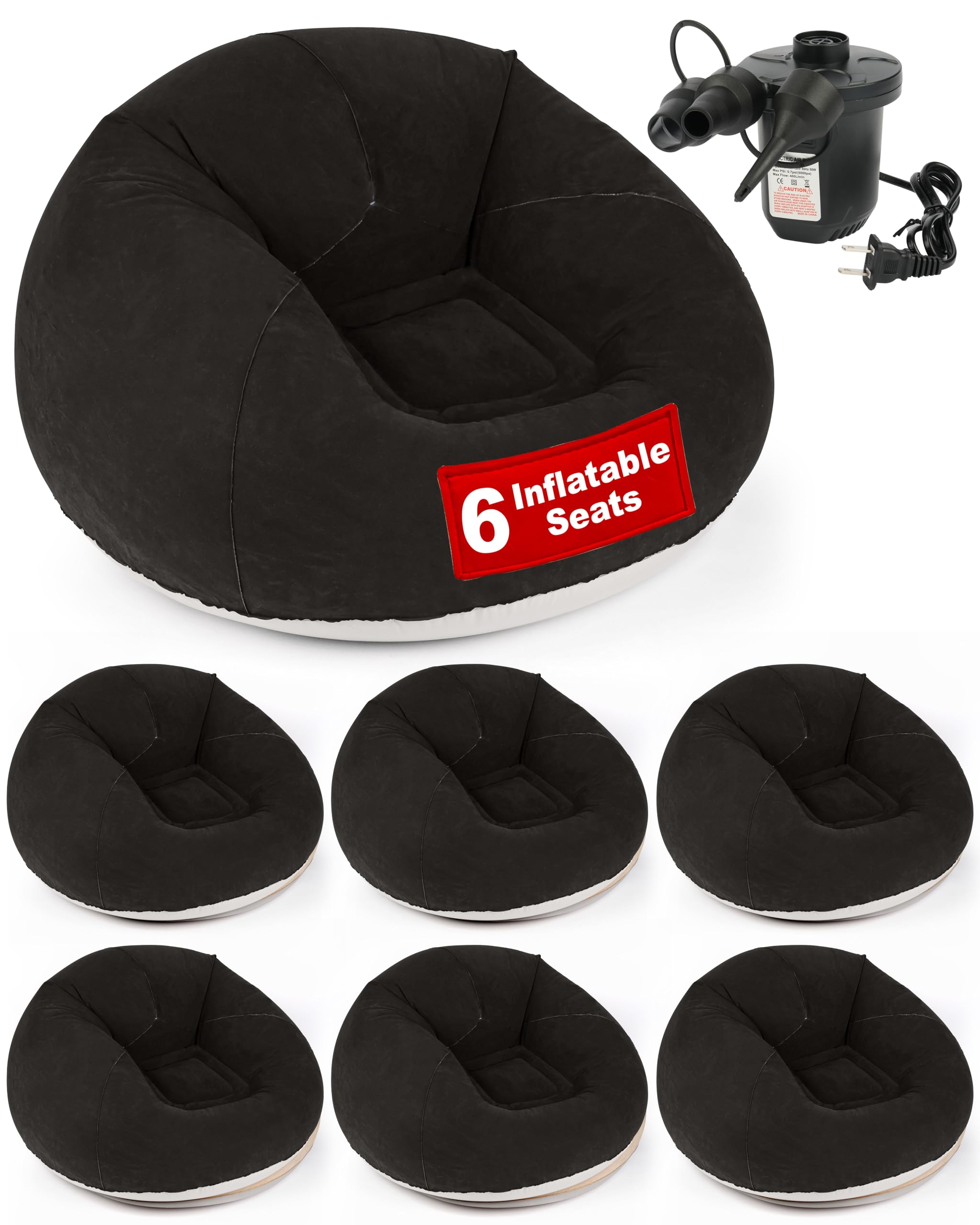Photo 1 of OLEEK Inflatable Bean Bag Chair with Electric air pumb 6PCS - Inflatable Chairs for Adults - Folding Outdoor Bean Bag Chair - Inflatable Chair for Kids - Inflatable Bean Bag Chairs Outdoor