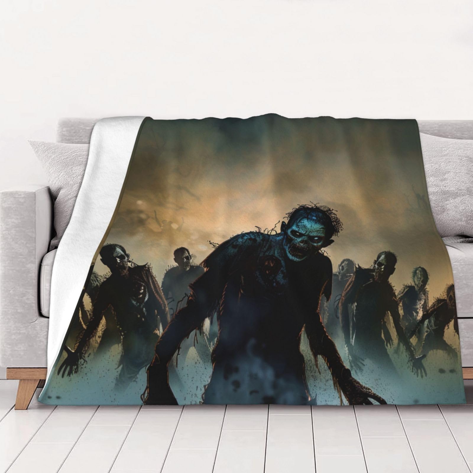 AUBKFELD Many Zombie Printed Flannel Blanket 125x100 CM, Soft & Warm Throw Blanket for Sofa/Couch/Bed/Car, Gifts for Audlts Women Men